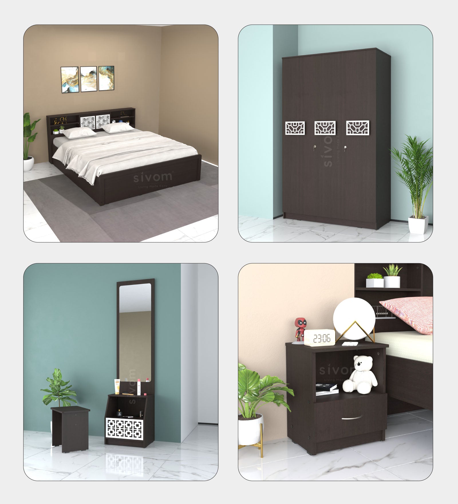 Sivom furniture Bucky King Bedroom Combo