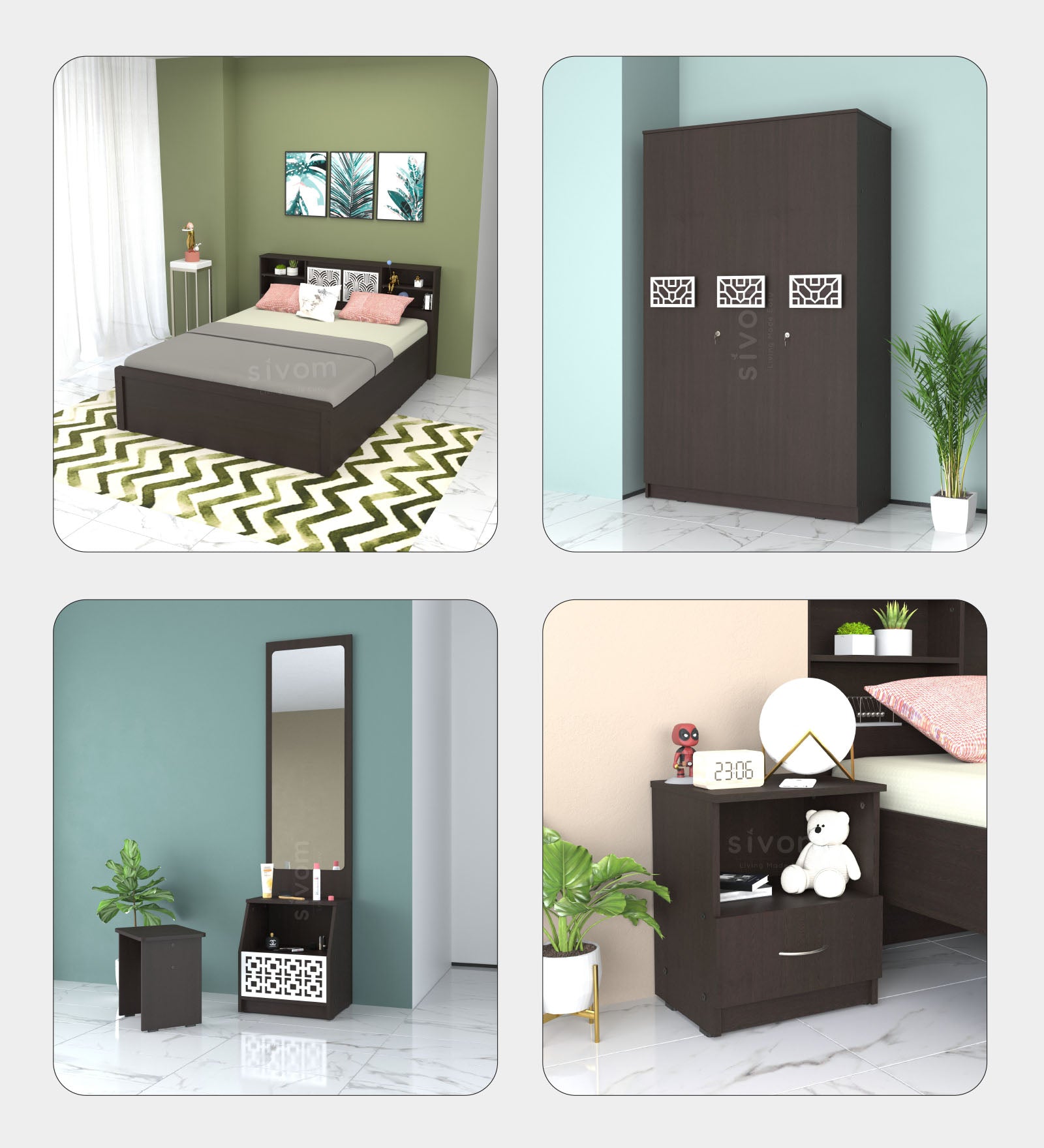Sivom furniture Bucky Queen Bedroom Combo