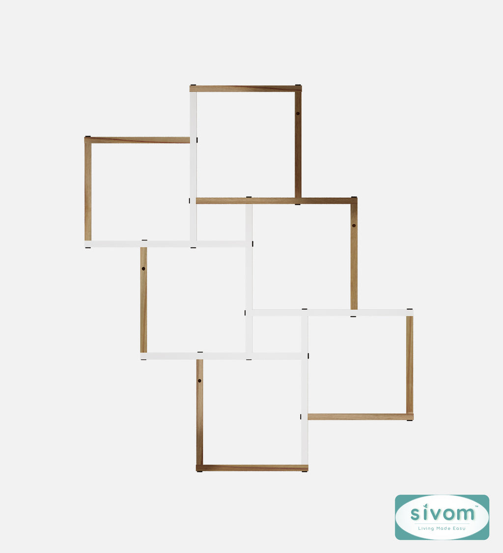 Sivom SIVOM CUBE Multipurpose Modular Wall Racks/Shelves/Organiser/Décor Particle Board Wall Shelf (Number of Shelves - 8, ) for Modern Homes | Elegant Design & Premium Finish