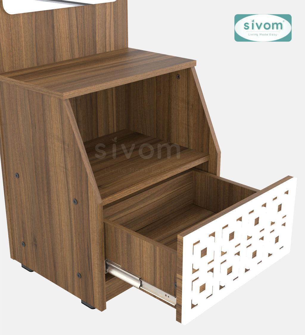 Sivom SIVOM Calvin Dressing Table with Stool Engineered Wood Dressing Table for Modern Homes | Elegant Design & Premium Finish