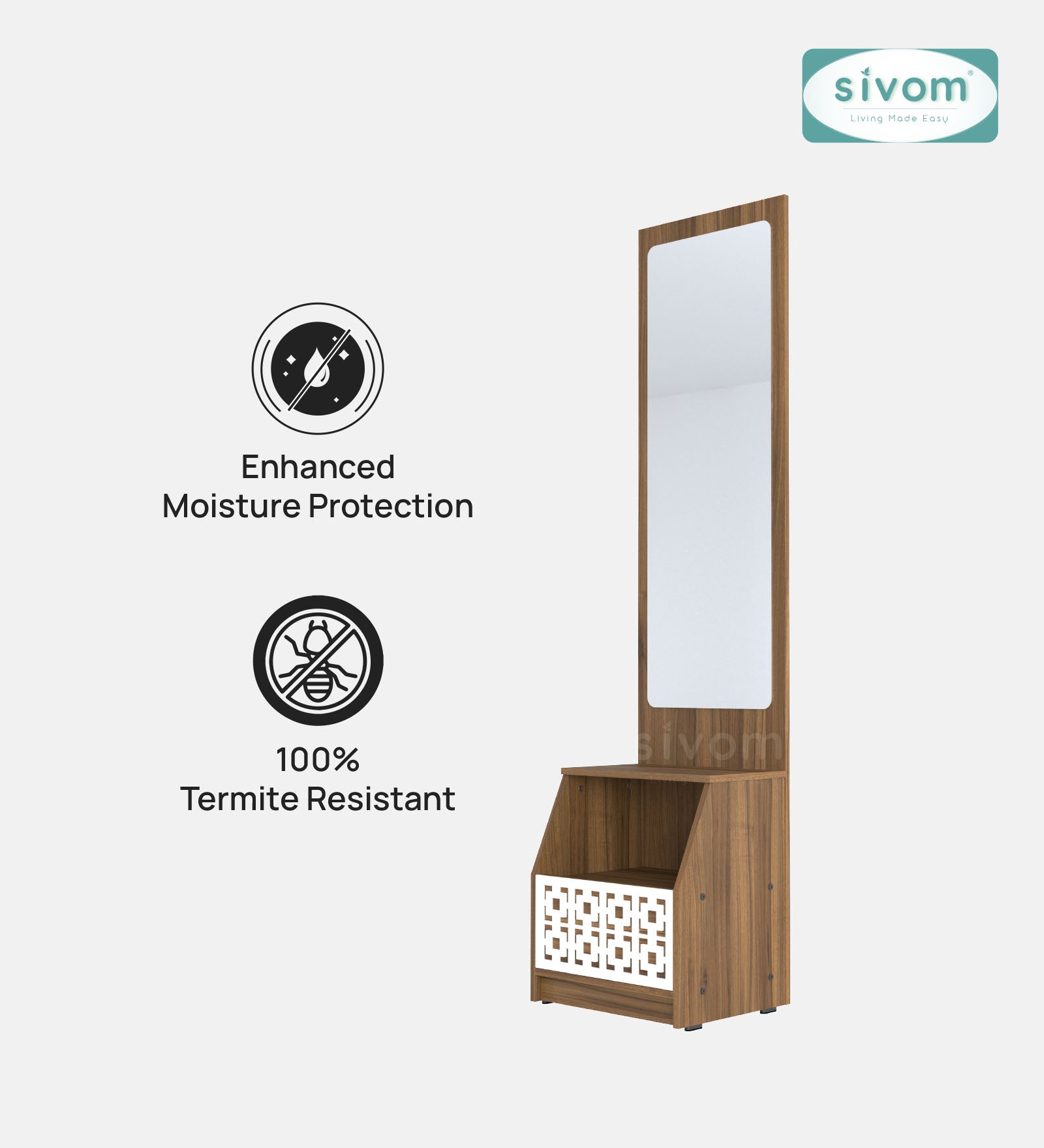 Sivom SIVOM Calvin Dressing Table with Stool Engineered Wood Dressing Table for Modern Homes | Elegant Design & Premium Finish