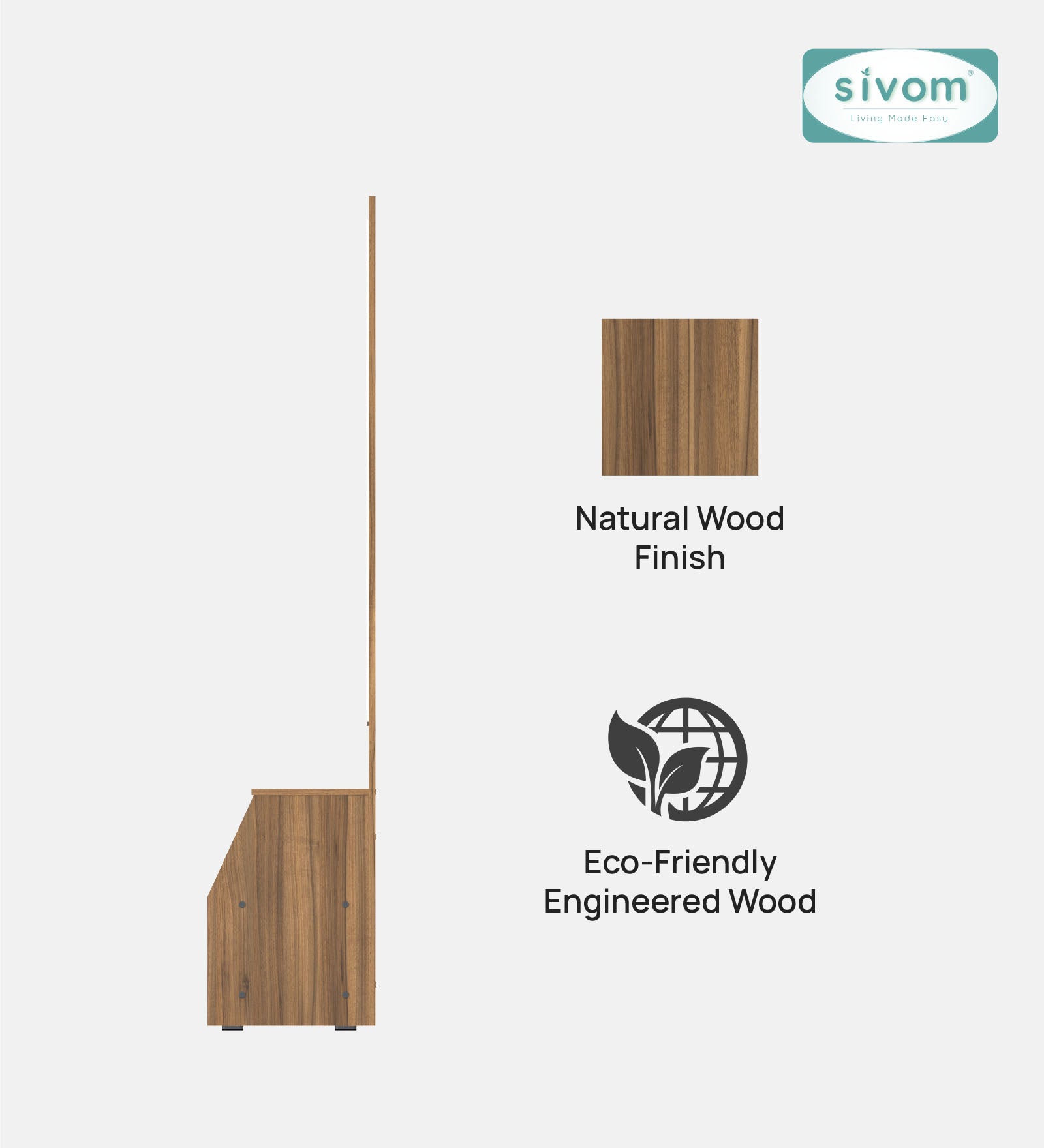 Sivom SIVOM Calvin Dressing Table with Stool Engineered Wood Dressing Table for Modern Homes | Elegant Design & Premium Finish