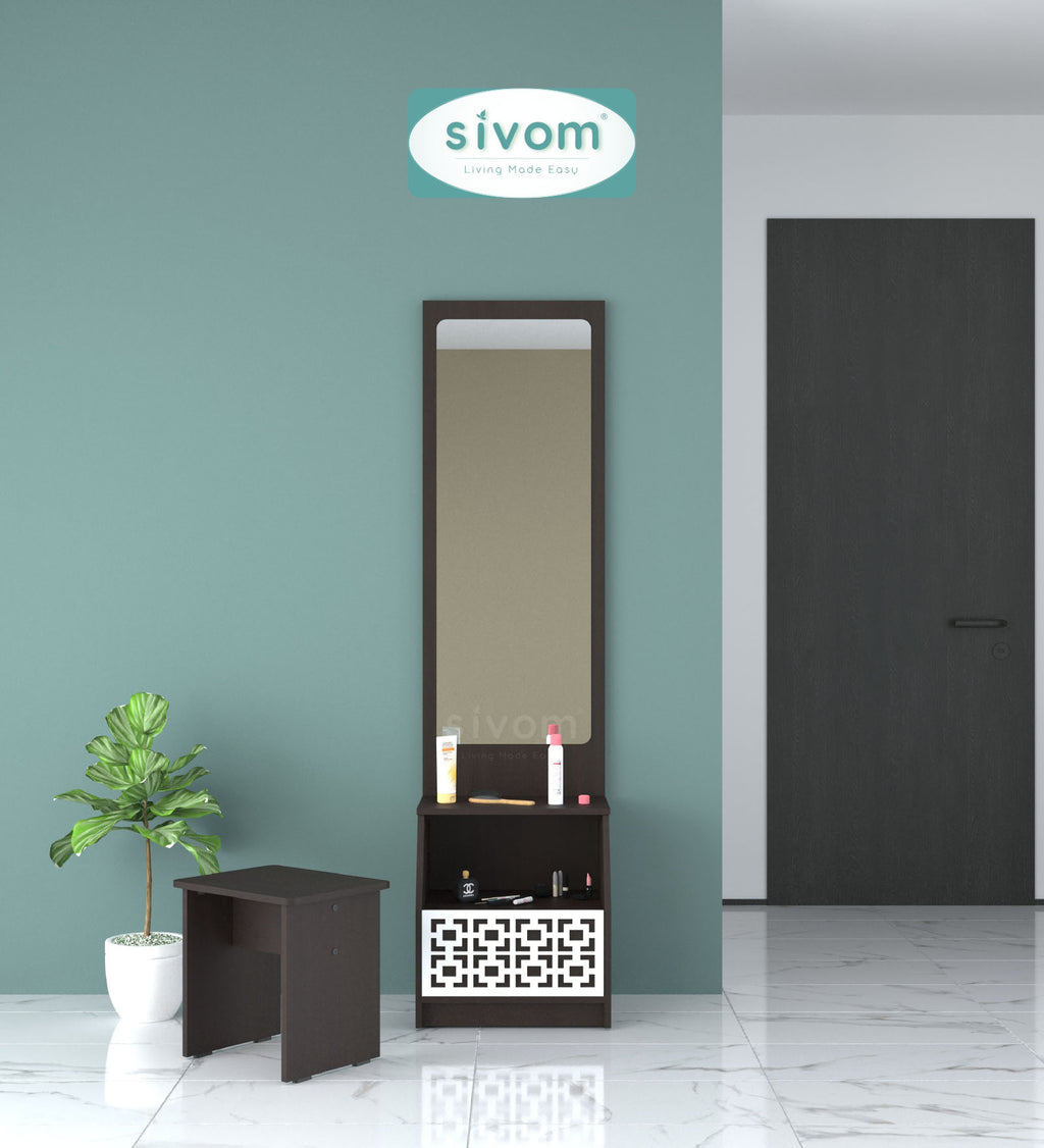 Sivom SIVOM Calvin Dressing Table with Stool Engineered Wood Dressing Table for Modern Homes | Elegant Design & Premium Finish