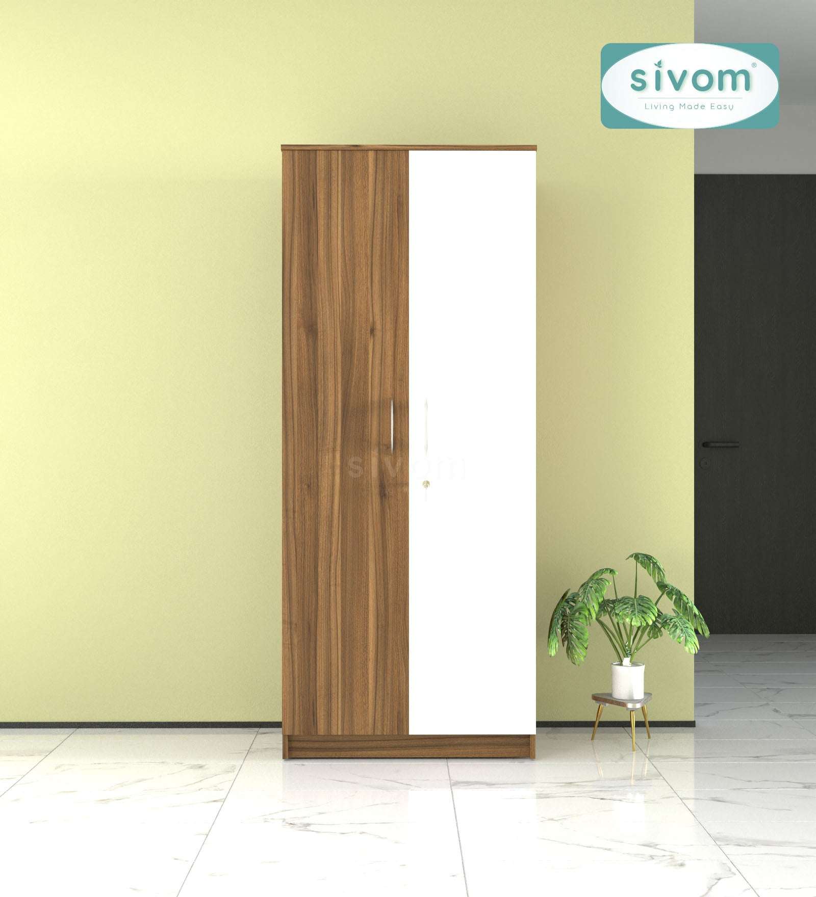 Sivom SIVOM Cambridge Multipurpose 2 Door Wardrobe / Spacious Shelves Engineered Wood 2 Door Wardrobe without Mirror