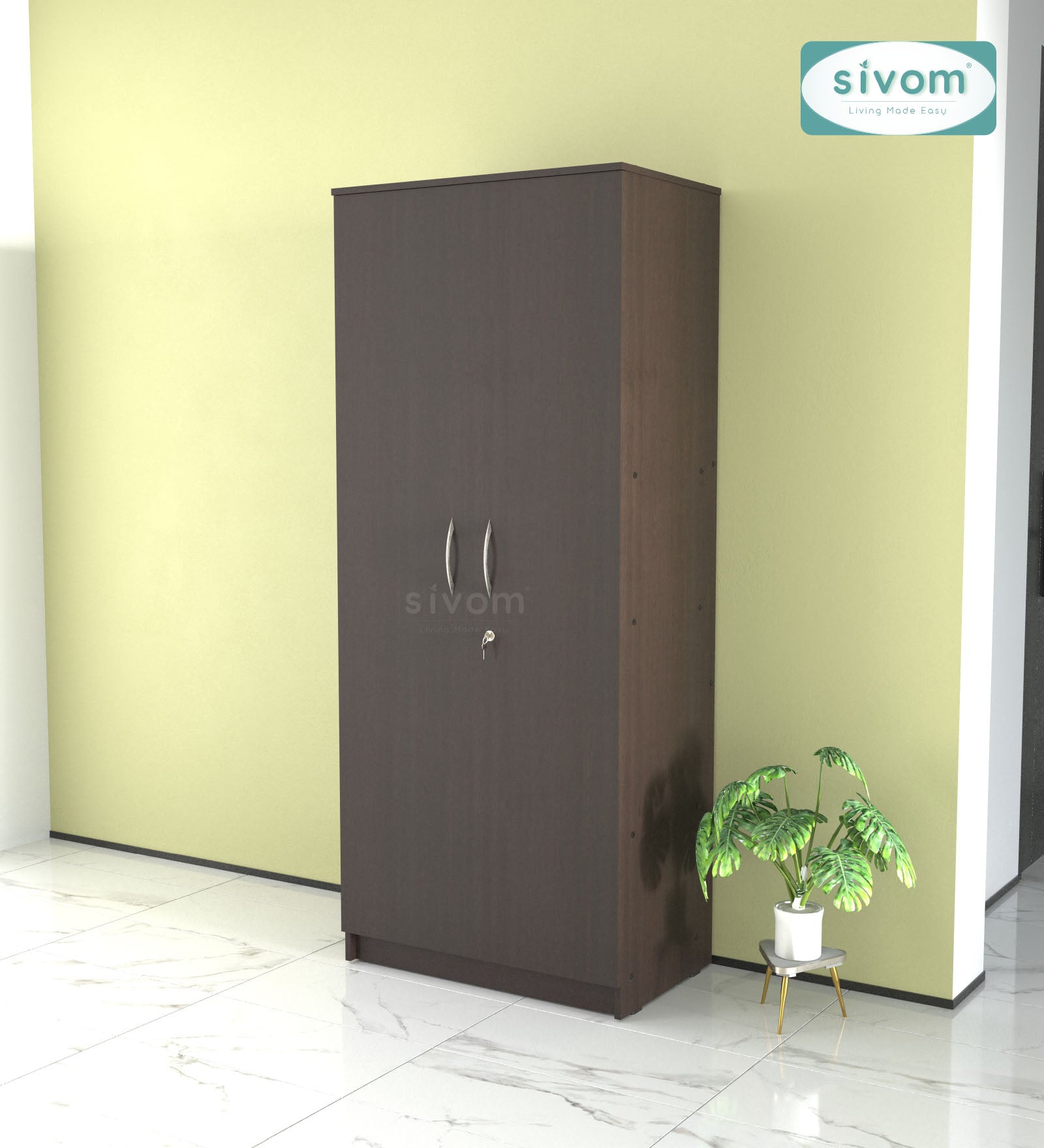 Sivom SIVOM Cambridge Multipurpose 2 Door Wardrobe / Spacious Shelves Engineered Wood 2 Door Wardrobe without Mirror