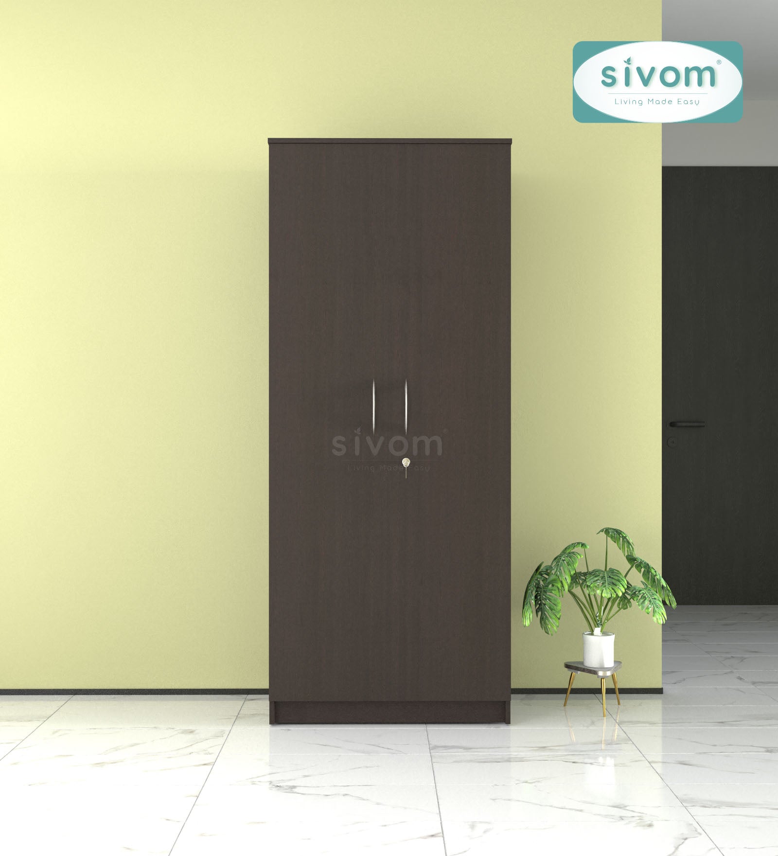 Sivom SIVOM Cambridge Multipurpose 2 Door Wardrobe / Spacious Shelves Engineered Wood 2 Door Wardrobe without Mirror