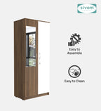 Sivom SIVOM Cambridge Multipurpose 2 Door Wardrobe With Mirror / Engineered Wood 2 Door Wardrobe With Mirror for Modern Homes | Elegant Design & Premium Finish
