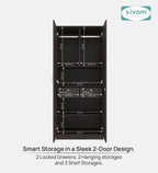 Sivom SIVOM Cambridge Multipurpose 2 Door Wardrobe With Mirror / Engineered Wood 2 Door Wardrobe With Mirror for Modern Homes | Elegant Design & Premium Finish