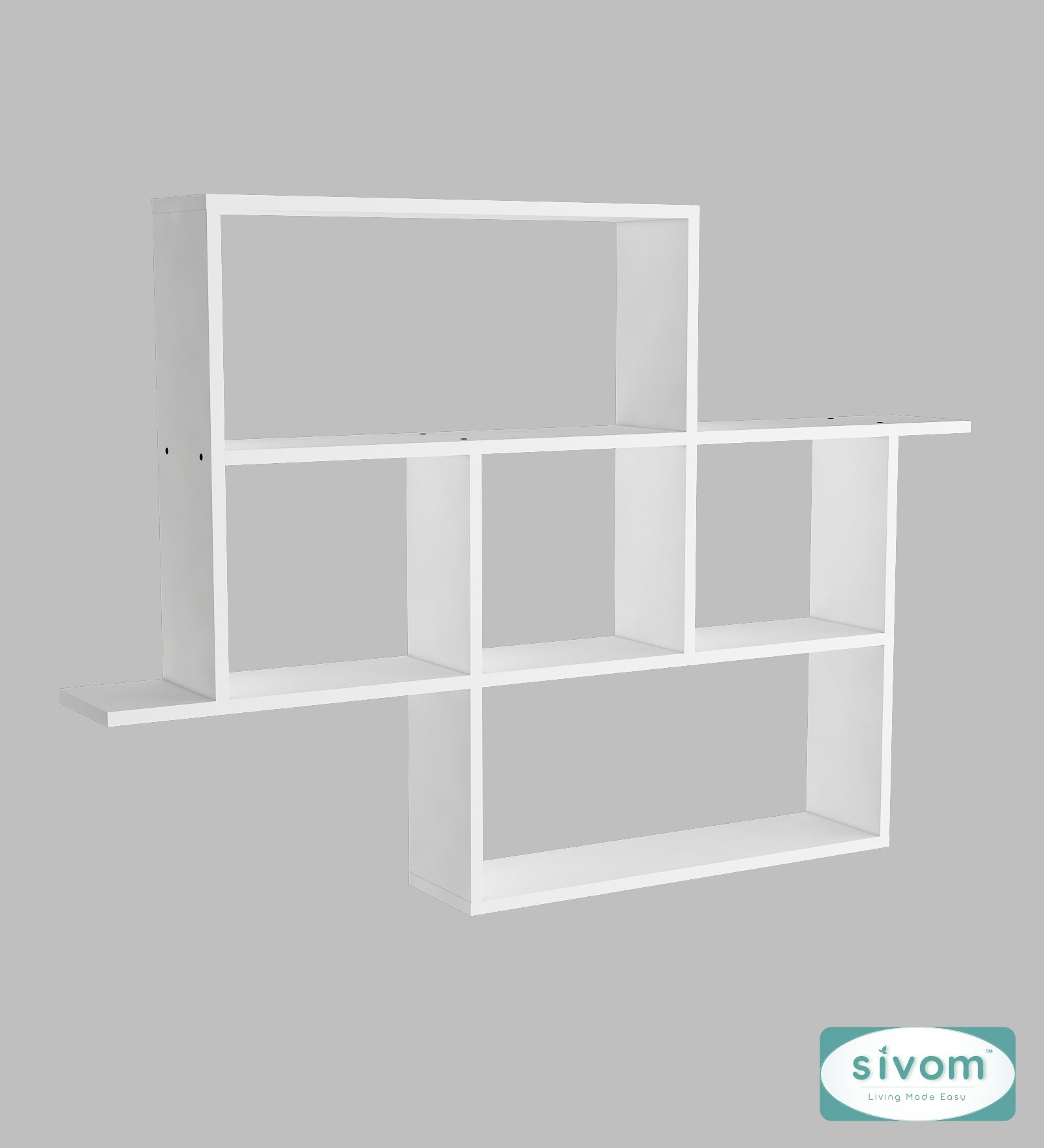 Sivom SIVOM CEDRIC Multipurpose Modular Wall Racks/Shelves/Organiser/Décor Particle Board Wall Shelf (Number of Shelves - 6, ) for Modern Homes | Elegant Design & Premium Finish