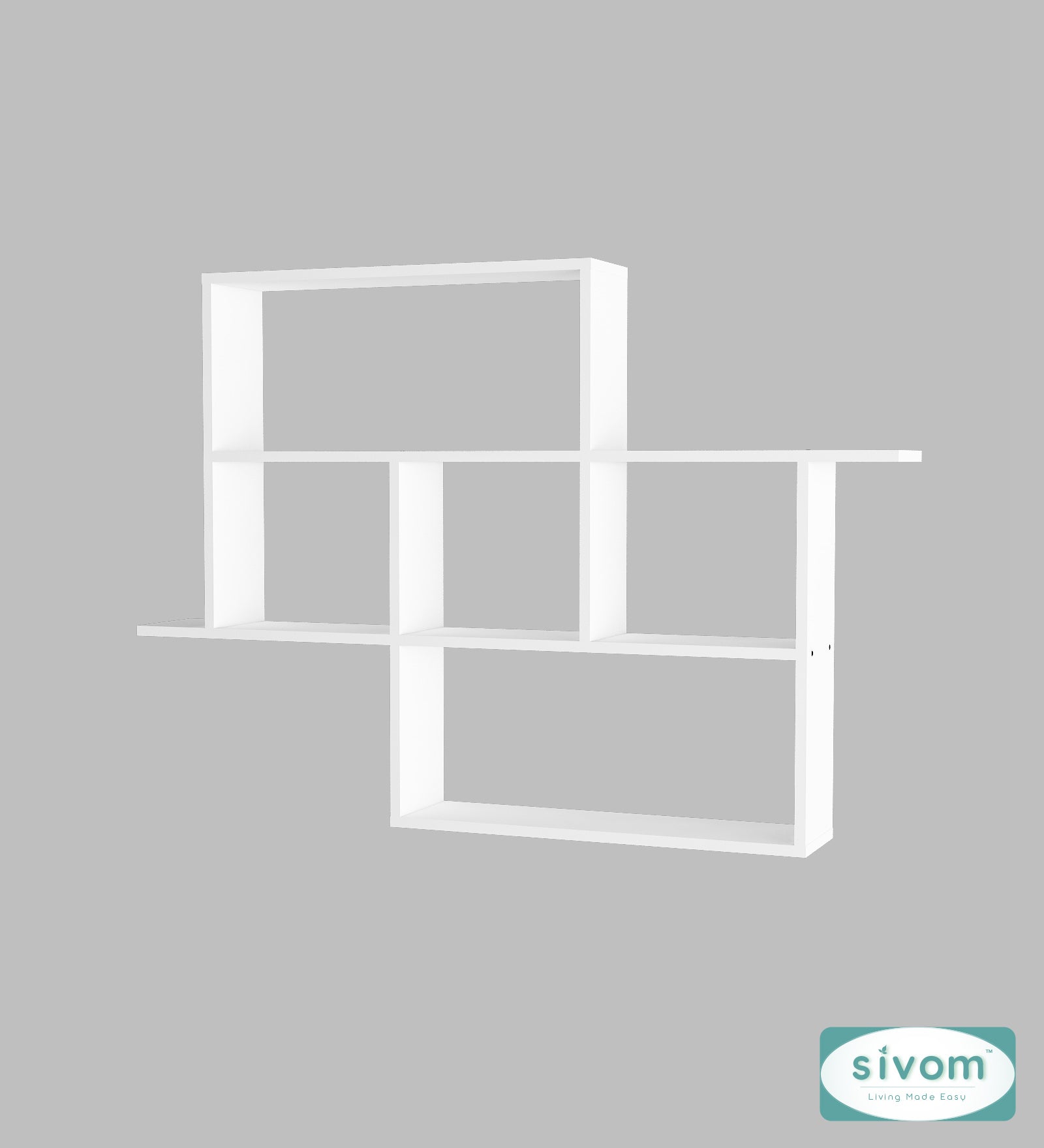 Sivom SIVOM CEDRIC Multipurpose Modular Wall Racks/Shelves/Organiser/Décor Particle Board Wall Shelf (Number of Shelves - 6, ) for Modern Homes | Elegant Design & Premium Finish