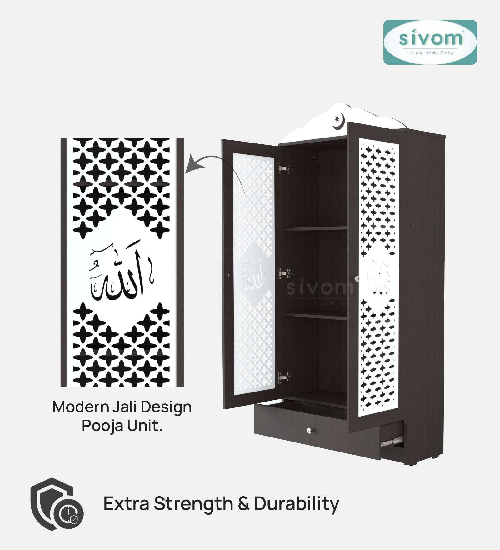 Sivom furniture SIVOM Celestial Prayer Unit Engineered Wood (Height: 167, Knock Down) for Modern Homes | Elegant Design & Premium Finish
