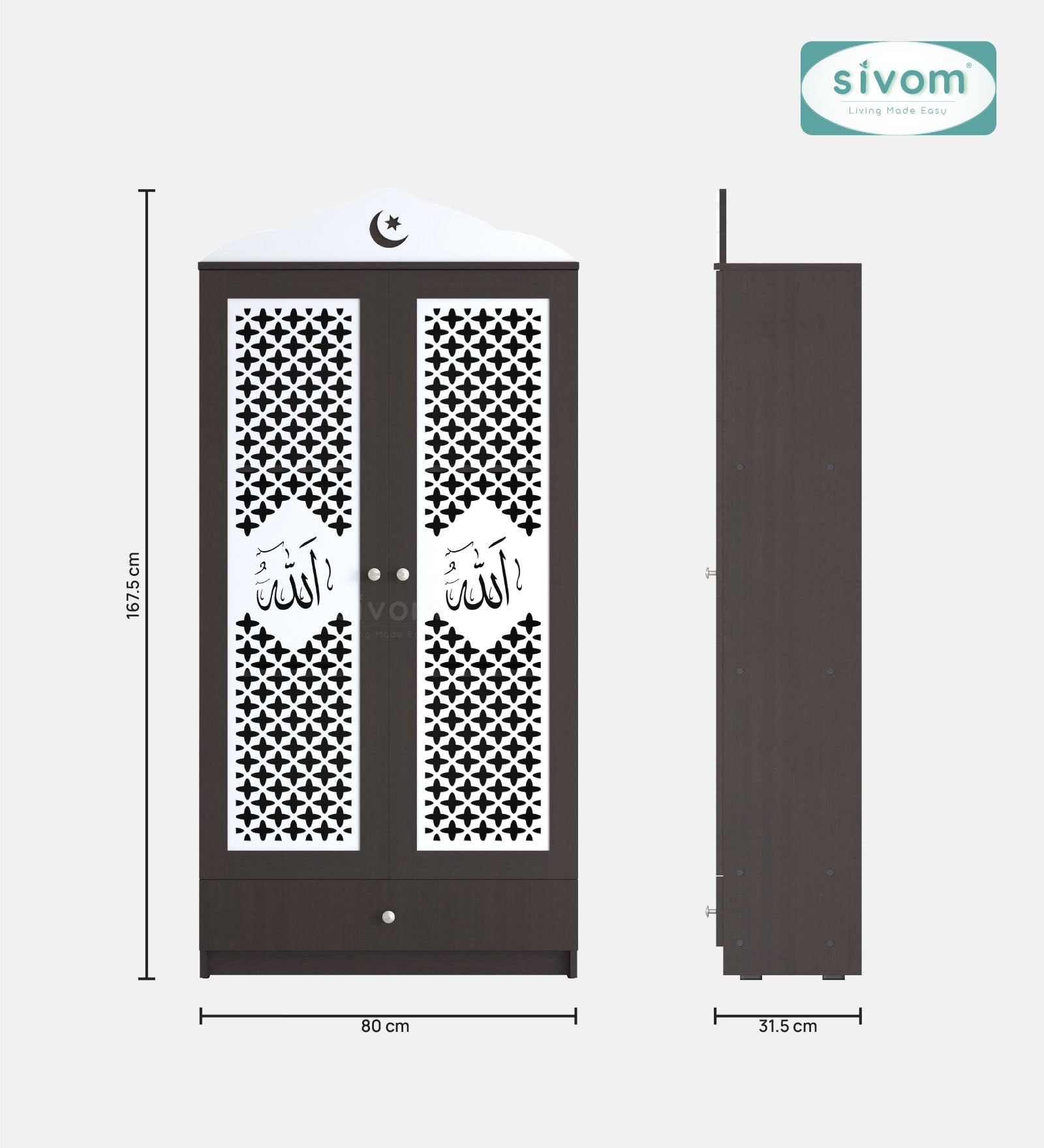 Sivom furniture SIVOM Celestial Prayer Unit Engineered Wood (Height: 167, Knock Down) for Modern Homes | Elegant Design & Premium Finish
