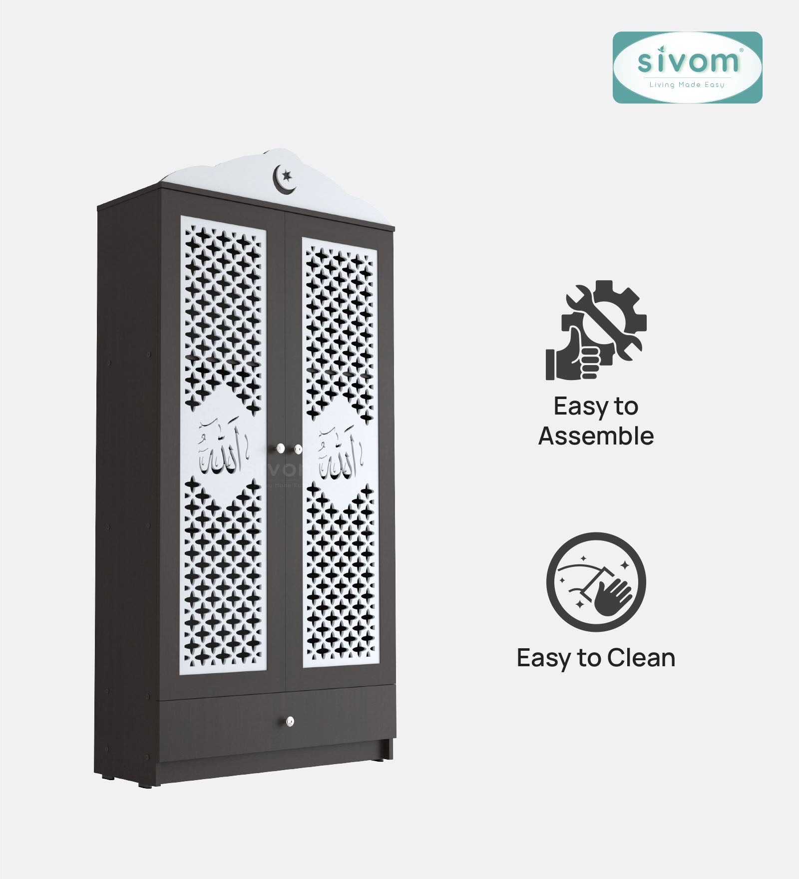 Sivom furniture SIVOM Celestial Prayer Unit Engineered Wood (Height: 167, Knock Down) for Modern Homes | Elegant Design & Premium Finish