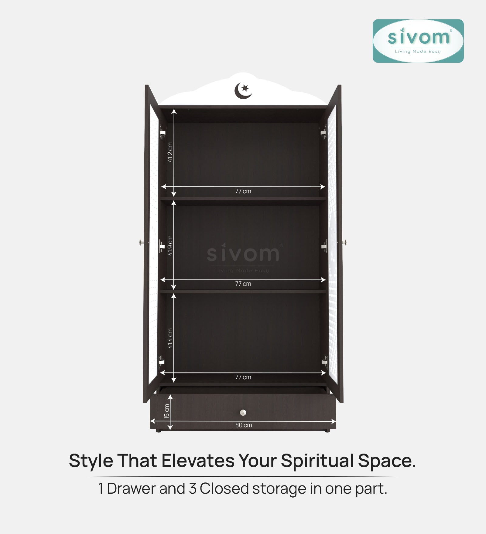 Sivom furniture SIVOM Celestial Prayer Unit Engineered Wood (Height: 167, Knock Down) for Modern Homes | Elegant Design & Premium Finish