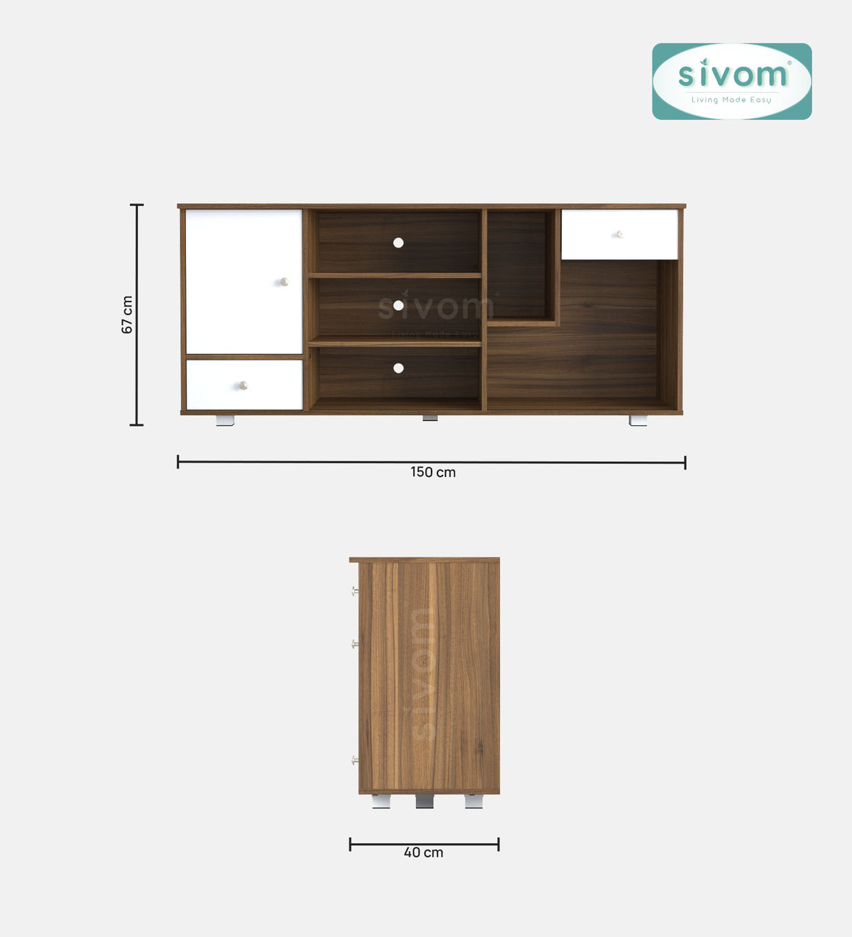 Sivom furniture SIVOM CERA Multipurpose TV Unit fits upto 43 inch with Storage Engineered Wood TV Entertainment Unit for Modern Homes | Elegant Design & Premium Finish (Copy)