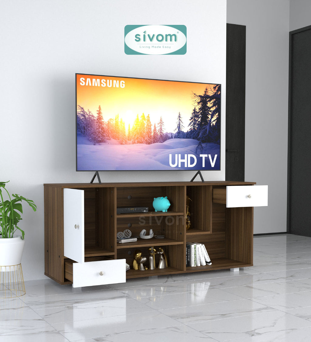 Sivom furniture SIVOM CERA Multipurpose TV Unit fits upto 43 inch with Storage Engineered Wood TV Entertainment Unit for Modern Homes | Elegant Design & Premium Finish (Copy)