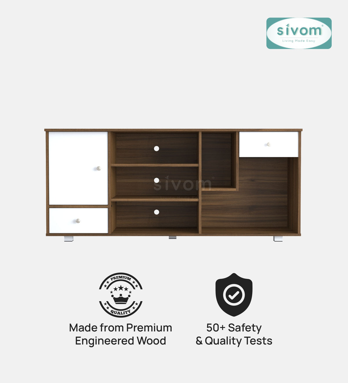 Sivom furniture SIVOM CERA Multipurpose TV Unit fits upto 43 inch with Storage Engineered Wood TV Entertainment Unit for Modern Homes | Elegant Design & Premium Finish (Copy)