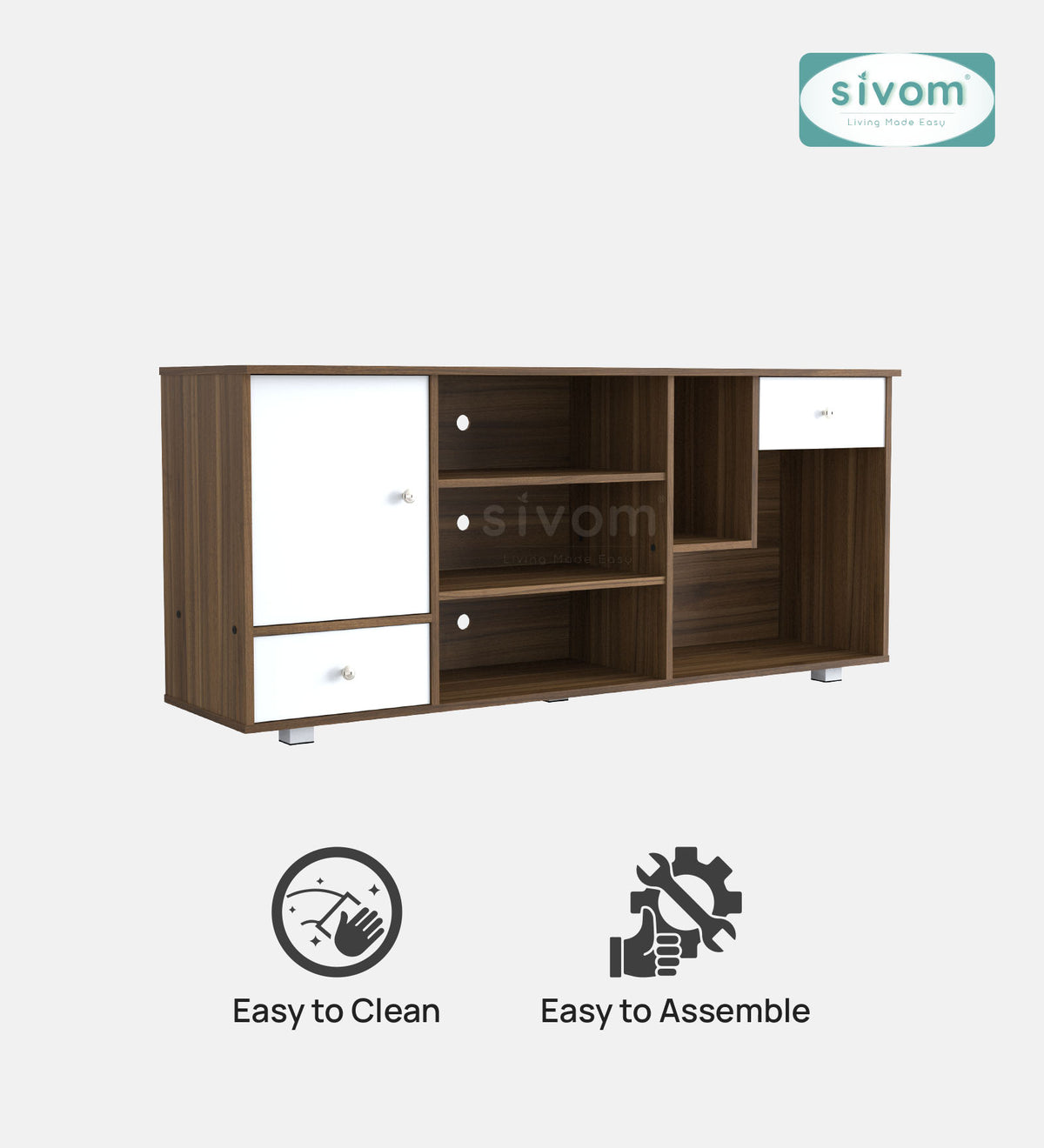 Sivom furniture SIVOM CERA Multipurpose TV Unit fits upto 43 inch with Storage Engineered Wood TV Entertainment Unit for Modern Homes | Elegant Design & Premium Finish (Copy)