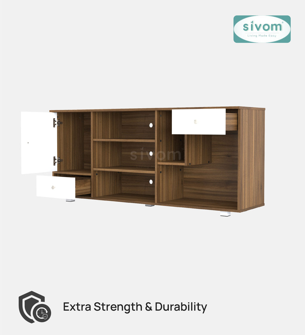 Sivom furniture SIVOM CERA Multipurpose TV Unit fits upto 43 inch with Storage Engineered Wood TV Entertainment Unit for Modern Homes | Elegant Design & Premium Finish (Copy)