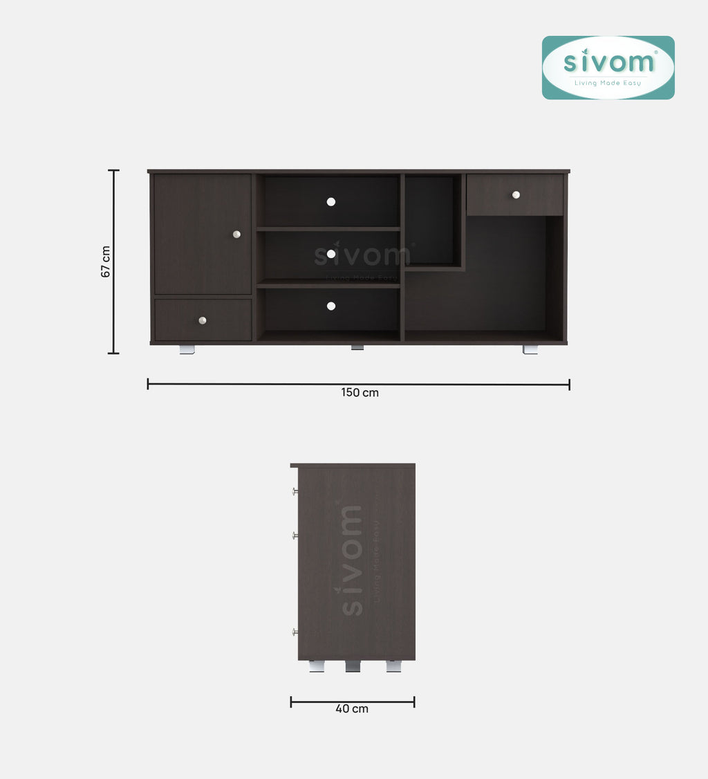 Sivom furniture SIVOM CERA Multipurpose TV Unit fits upto 43 inch with Storage Engineered Wood TV Entertainment Unit for Modern Homes | Elegant Design & Premium Finish (Copy)