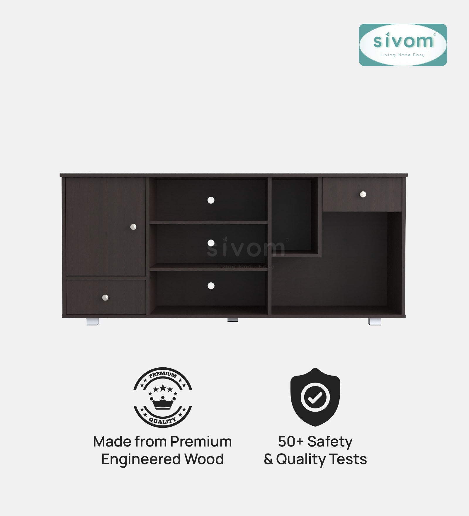 Sivom furniture SIVOM CERA Multipurpose TV Unit fits upto 43 inch with Storage Engineered Wood TV Entertainment Unit for Modern Homes | Elegant Design & Premium Finish (Copy)