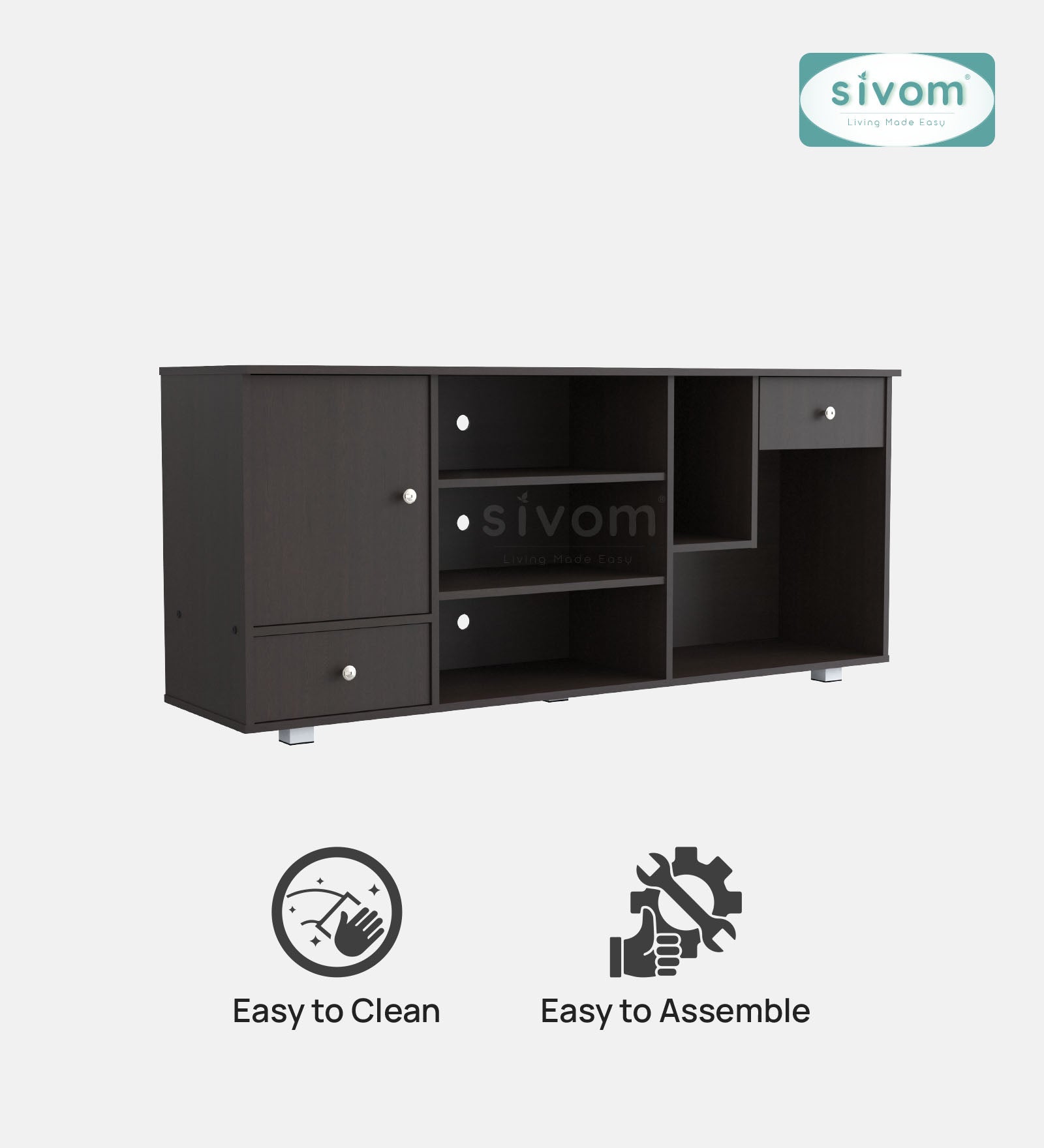 Sivom furniture SIVOM CERA Multipurpose TV Unit fits upto 43 inch with Storage Engineered Wood TV Entertainment Unit for Modern Homes | Elegant Design & Premium Finish (Copy)