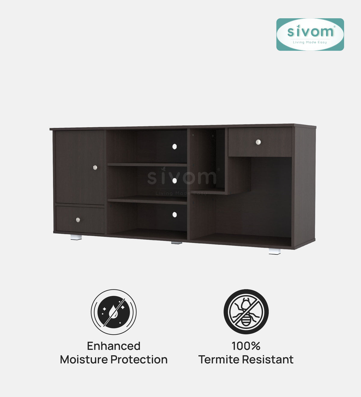 Sivom furniture SIVOM CERA Multipurpose TV Unit fits upto 43 inch with Storage Engineered Wood TV Entertainment Unit for Modern Homes | Elegant Design & Premium Finish (Copy)