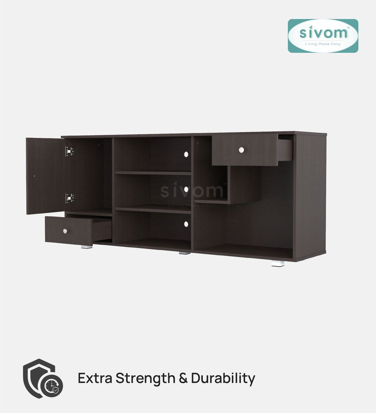 Sivom furniture SIVOM CERA Multipurpose TV Unit fits upto 43 inch with Storage Engineered Wood TV Entertainment Unit for Modern Homes | Elegant Design & Premium Finish (Copy)