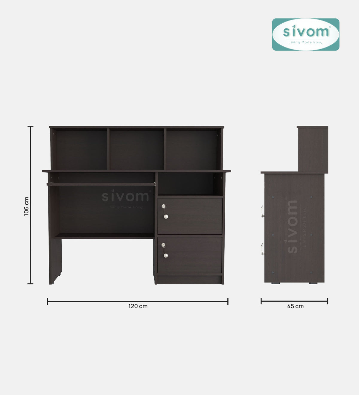 Sivom SIVOM Chamber Multipurpose Study/Home/Office Table Engineered Wood Study Table for Modern Homes | Elegant Design & Premium Finish