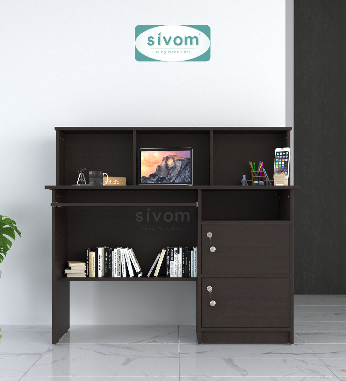 Sivom SIVOM Chamber Multipurpose Study/Home/Office Table Engineered Wood Study Table for Modern Homes | Elegant Design & Premium Finish