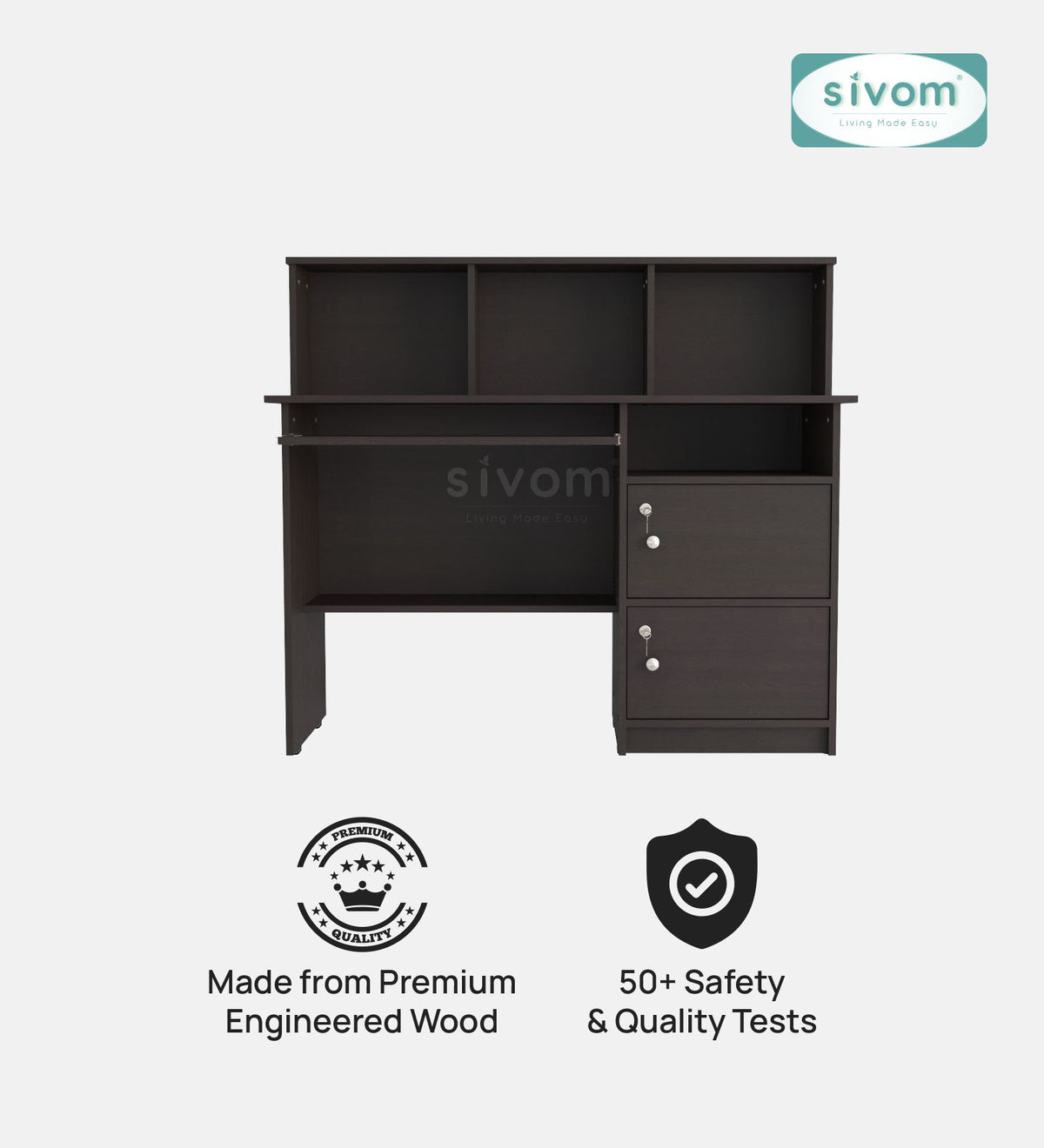 Sivom SIVOM Chamber Multipurpose Study/Home/Office Table Engineered Wood Study Table for Modern Homes | Elegant Design & Premium Finish