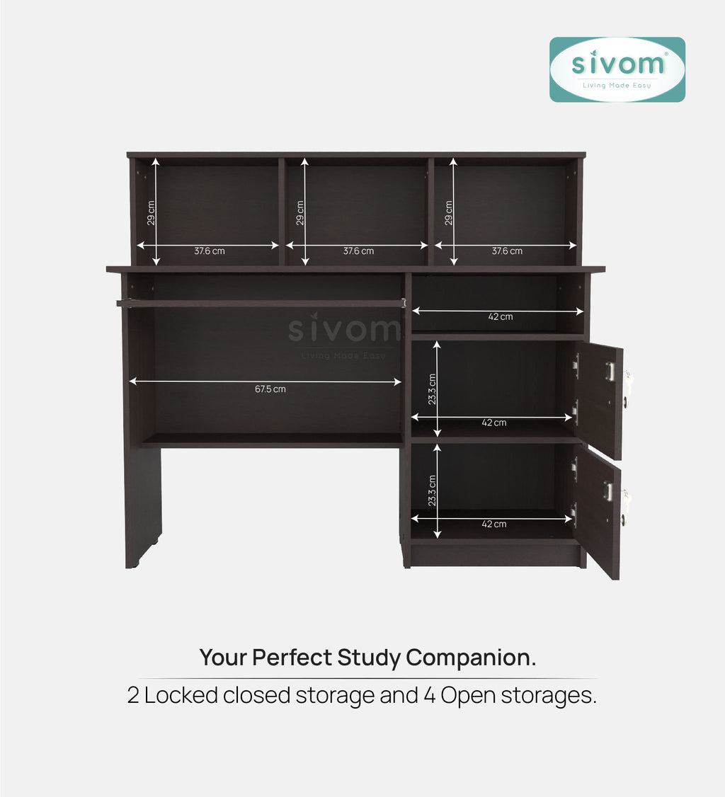 Sivom SIVOM Chamber Multipurpose Study/Home/Office Table Engineered Wood Study Table for Modern Homes | Elegant Design & Premium Finish