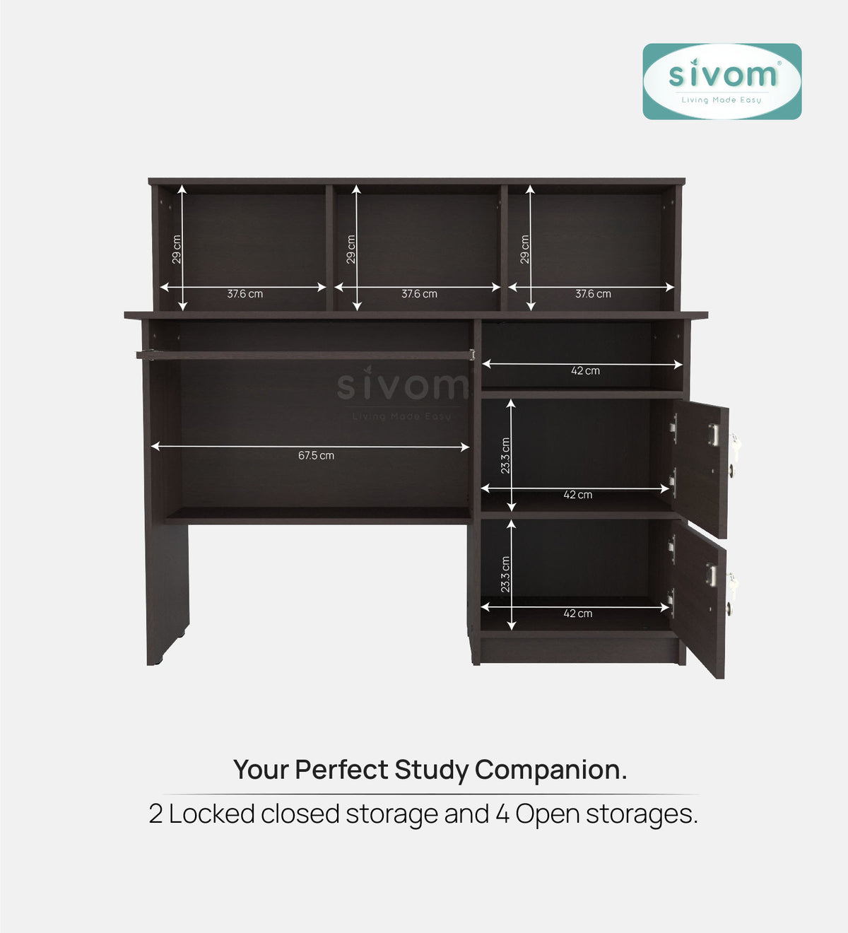 Sivom SIVOM Chamber Multipurpose Study/Home/Office Table Engineered Wood Study Table for Modern Homes | Elegant Design & Premium Finish