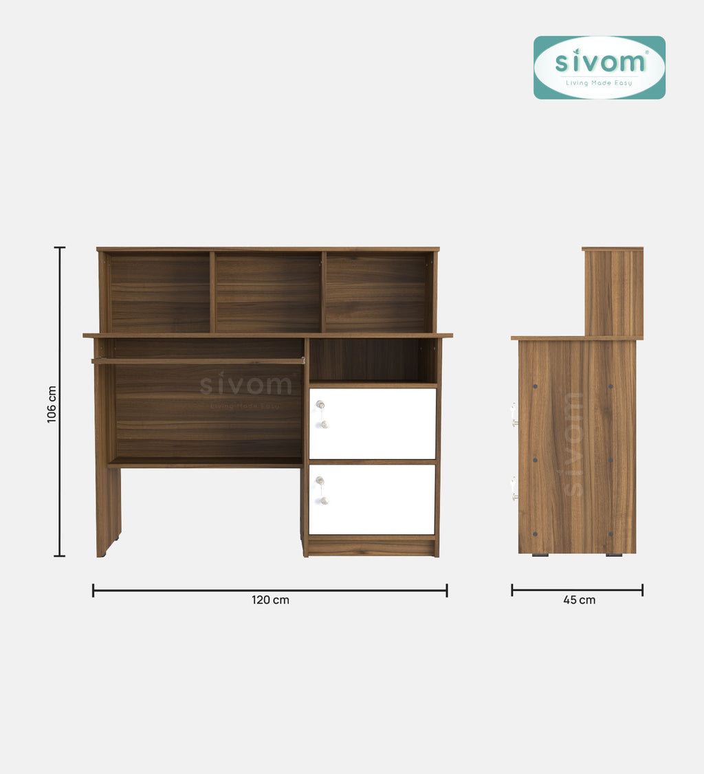 Sivom SIVOM Chamber Multipurpose Study/Home/Office Table Engineered Wood Study Table for Modern Homes | Elegant Design & Premium Finish