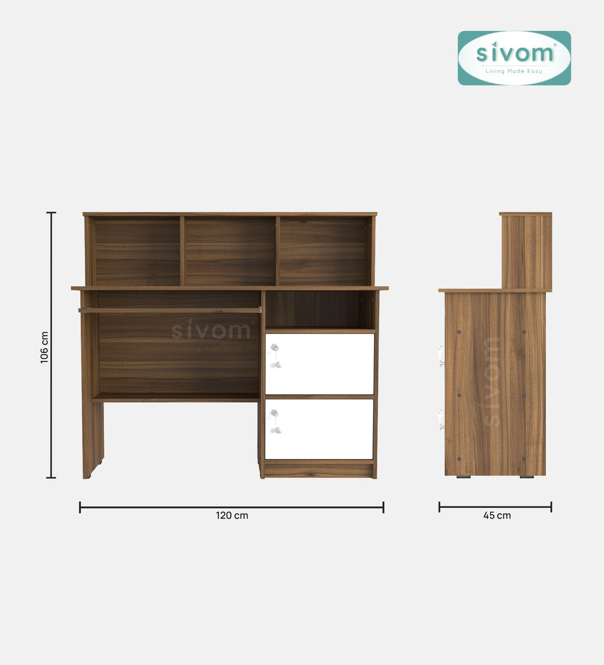 Sivom SIVOM Chamber Multipurpose Study/Home/Office Table Engineered Wood Study Table for Modern Homes | Elegant Design & Premium Finish