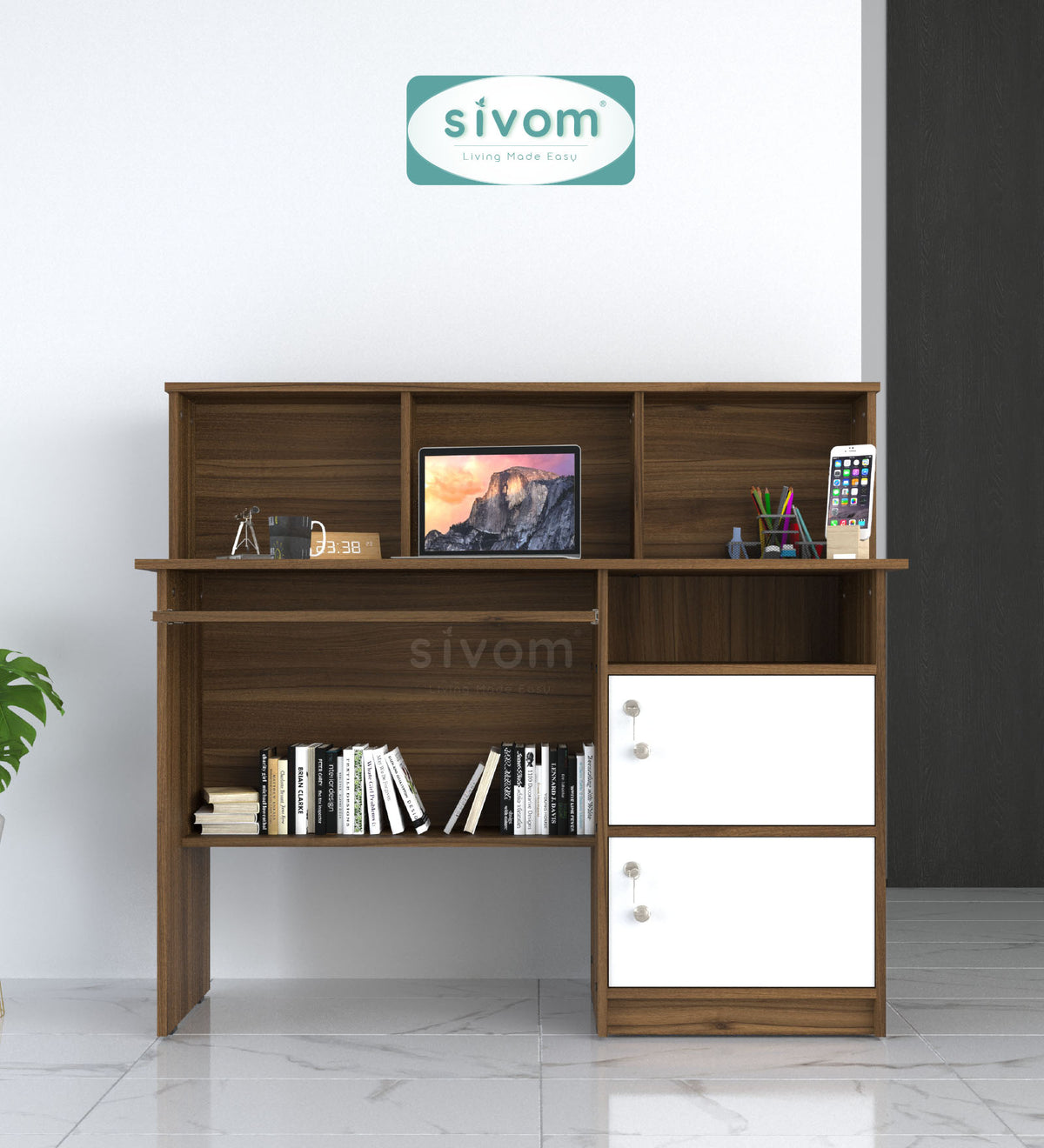 Sivom SIVOM Chamber Multipurpose Study/Home/Office Table Engineered Wood Study Table for Modern Homes | Elegant Design & Premium Finish