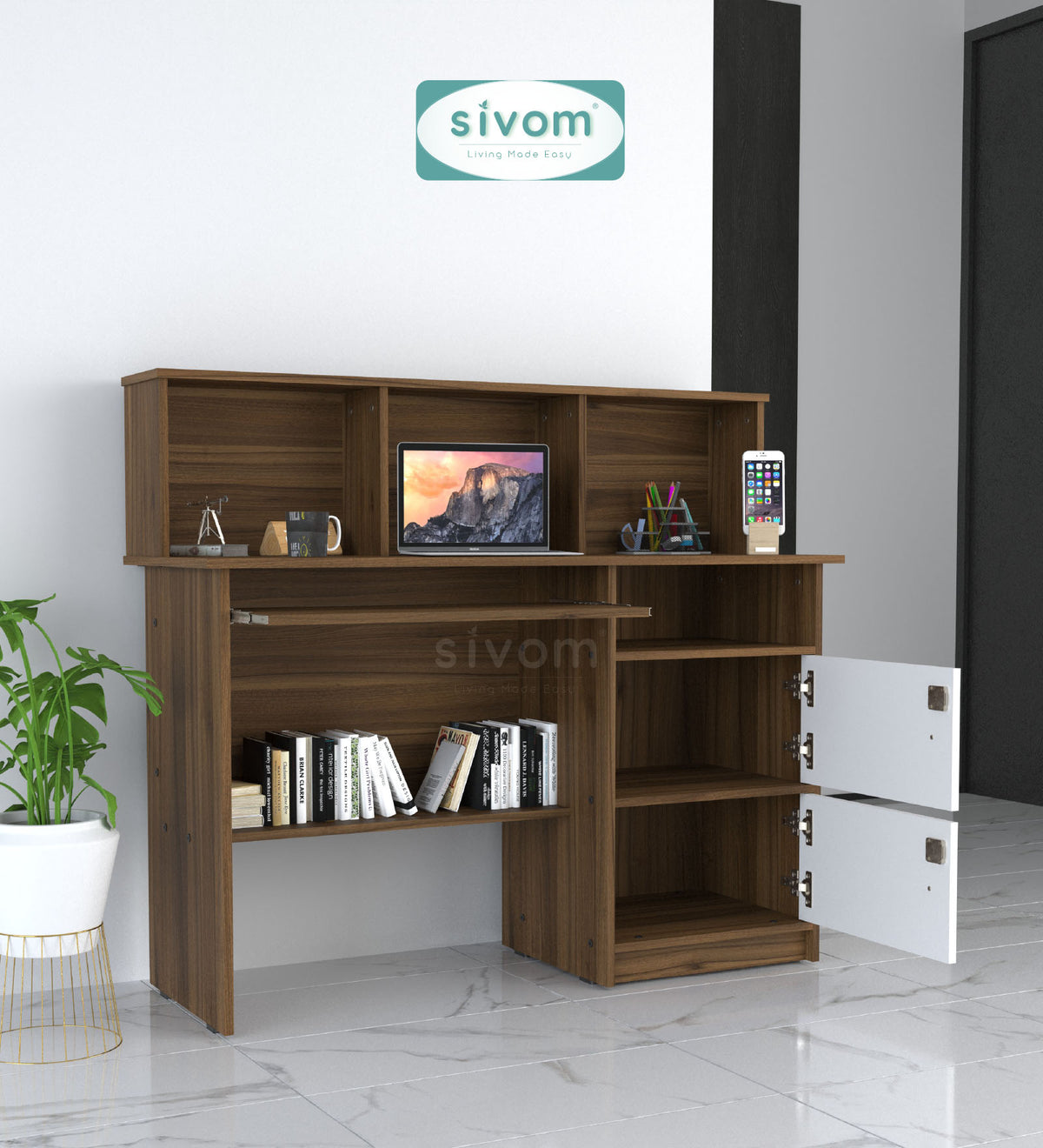 Sivom SIVOM Chamber Multipurpose Study/Home/Office Table Engineered Wood Study Table for Modern Homes | Elegant Design & Premium Finish