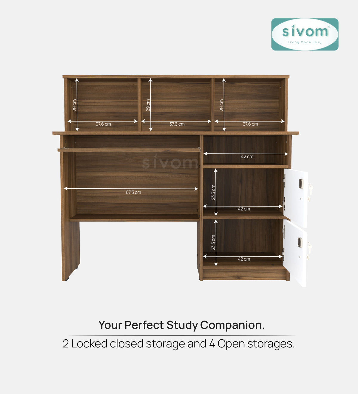 Sivom SIVOM Chamber Multipurpose Study/Home/Office Table Engineered Wood Study Table for Modern Homes | Elegant Design & Premium Finish