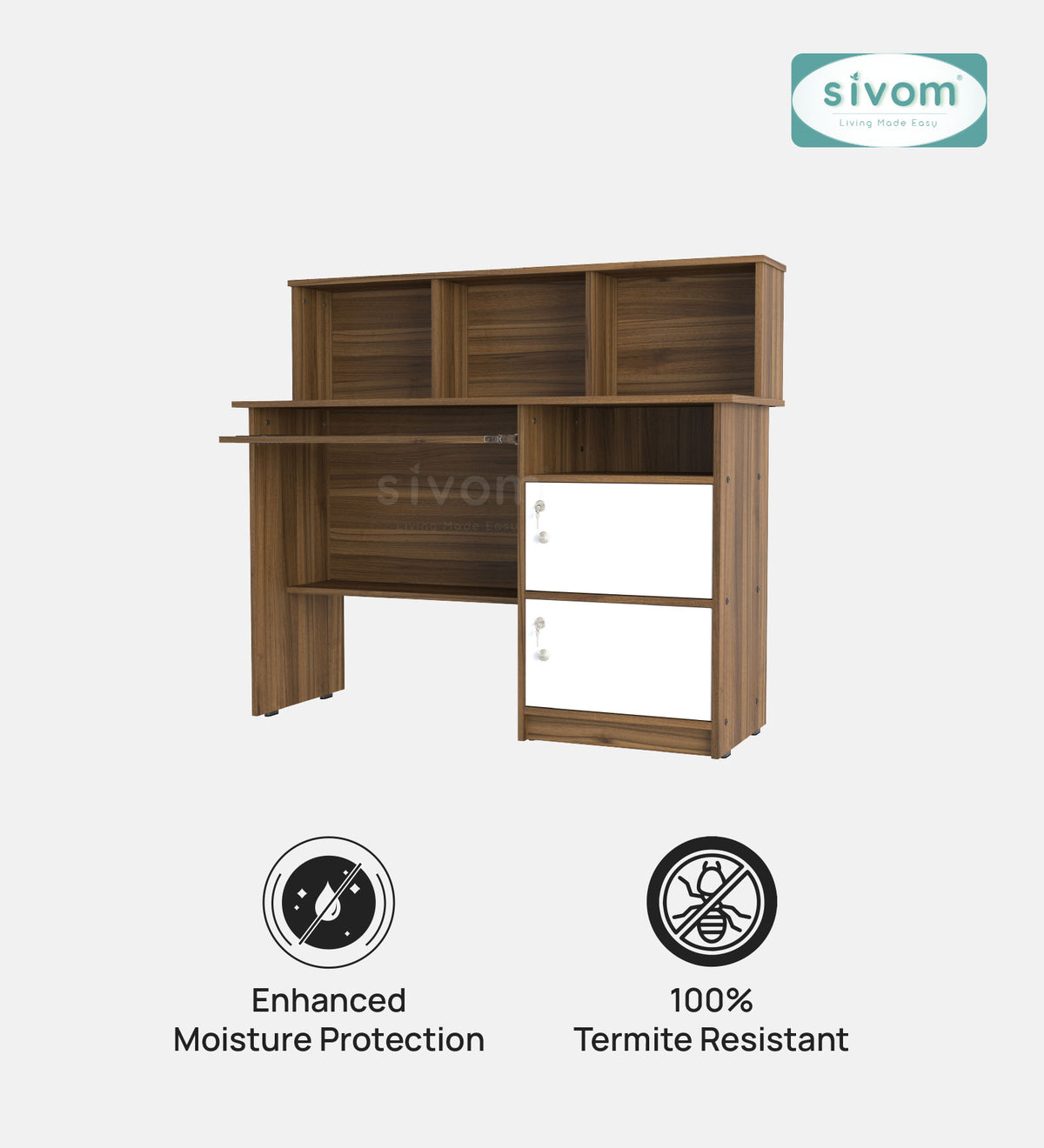 Sivom SIVOM Chamber Multipurpose Study/Home/Office Table Engineered Wood Study Table for Modern Homes | Elegant Design & Premium Finish