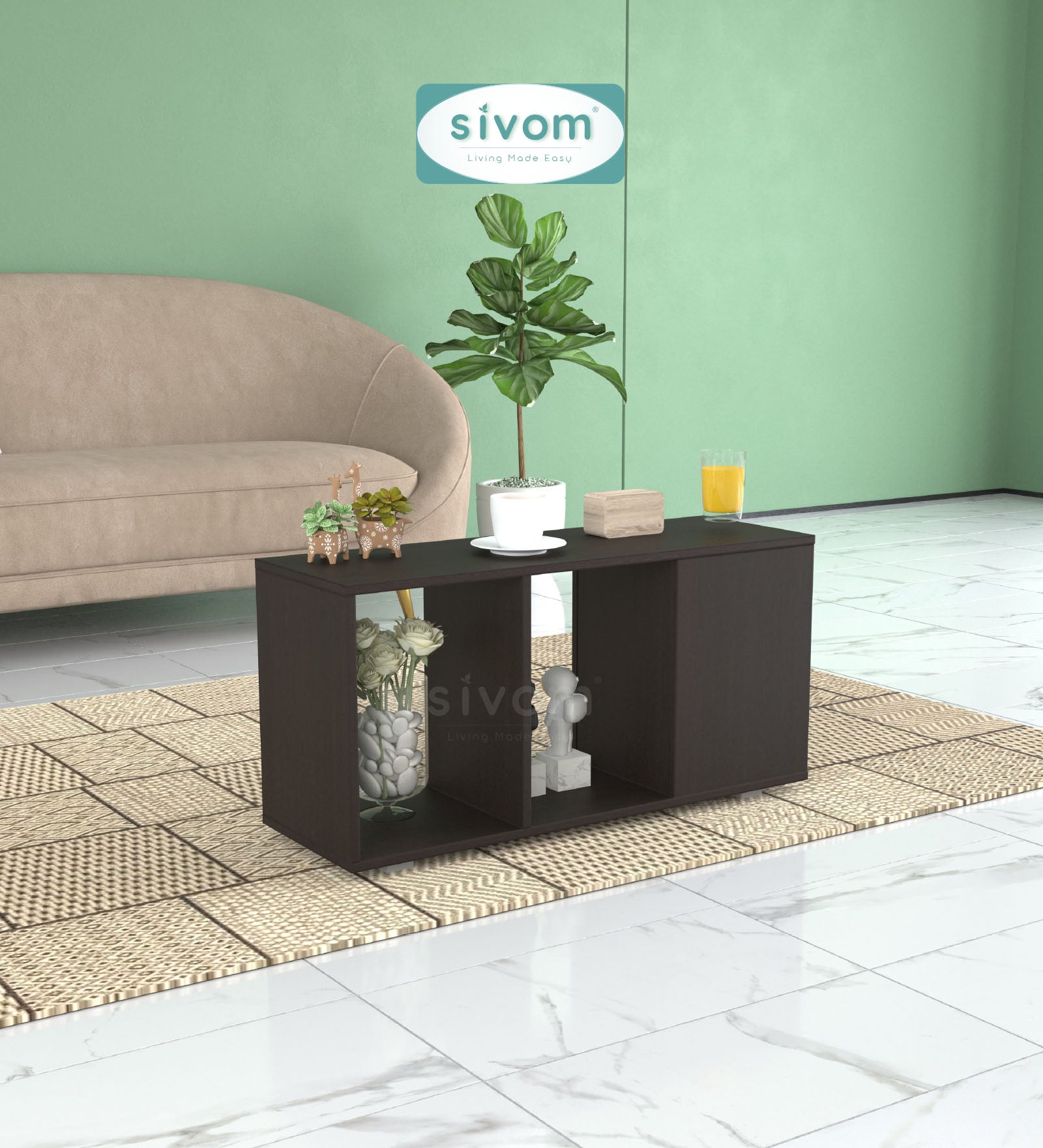 Sivom SIVOM Chaos Multipurpose Centre Table / Engineered Wood Coffee Table for Modern Homes | Elegant Design & Premium Finish