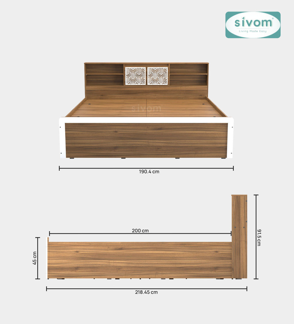 Sivom SIVOM Citrus Box Bed with Storage Engineered Wood King Box Bed for Modern Homes | Elegant Design & Premium Finish