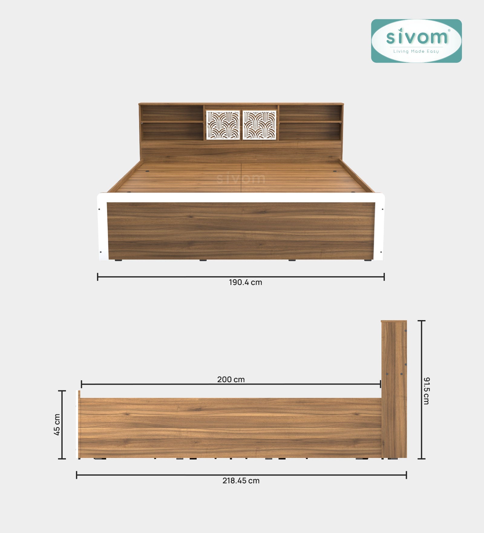 Sivom SIVOM Citrus Box Bed with Storage Engineered Wood King Box Bed for Modern Homes | Elegant Design & Premium Finish