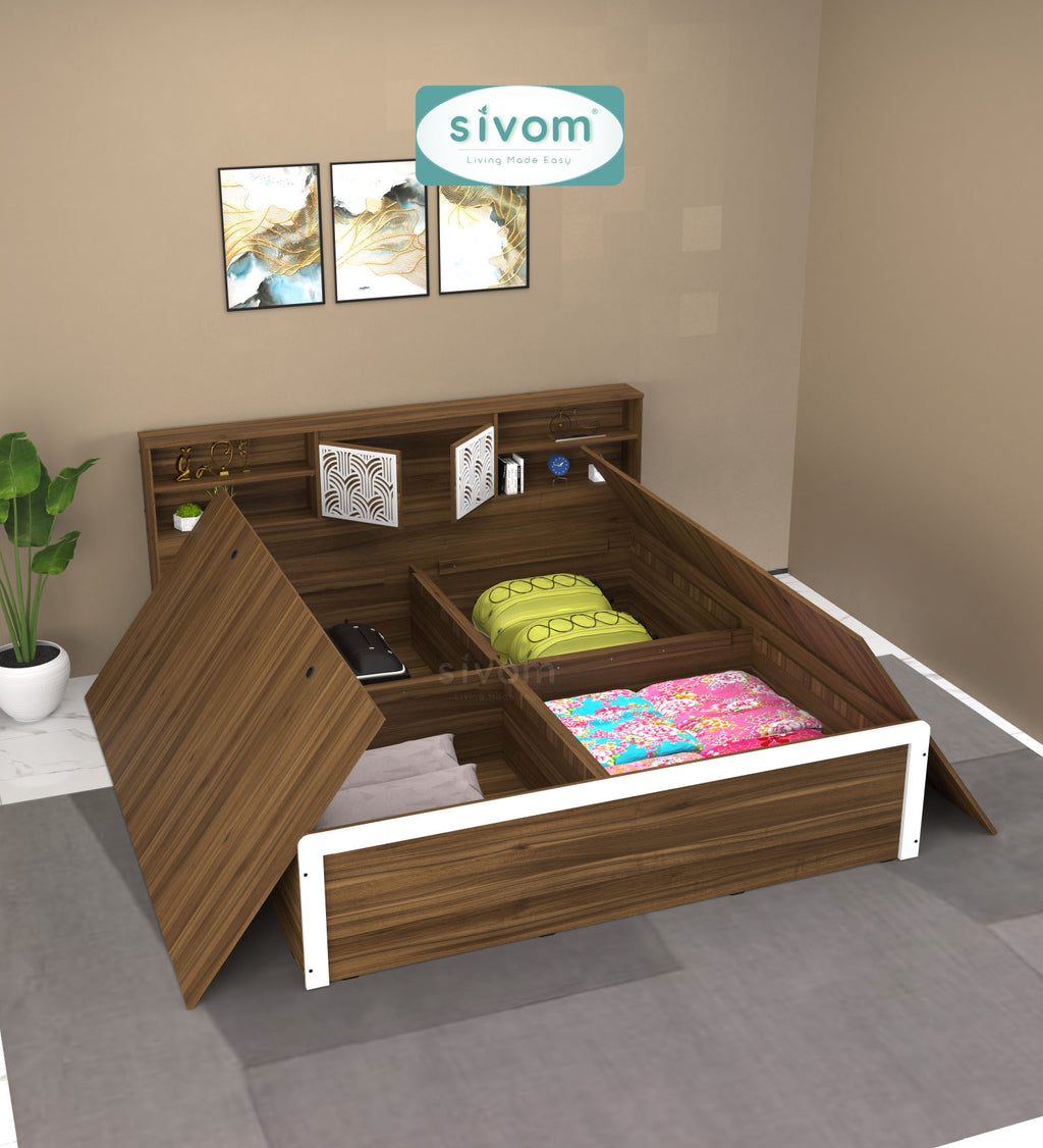 Sivom SIVOM Citrus Box Bed with Storage Engineered Wood King Box Bed for Modern Homes | Elegant Design & Premium Finish