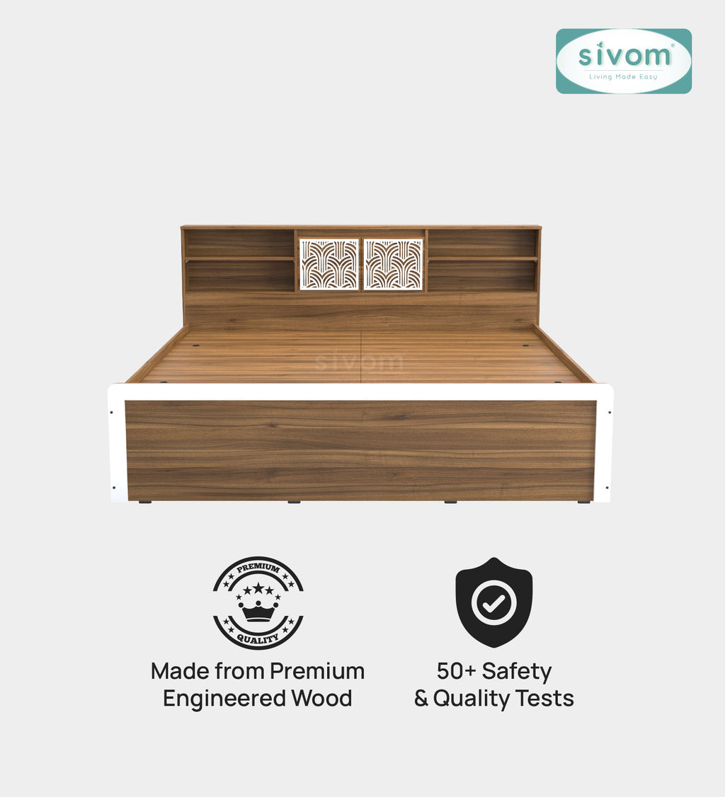Sivom SIVOM Citrus Box Bed with Storage Engineered Wood King Box Bed for Modern Homes | Elegant Design & Premium Finish