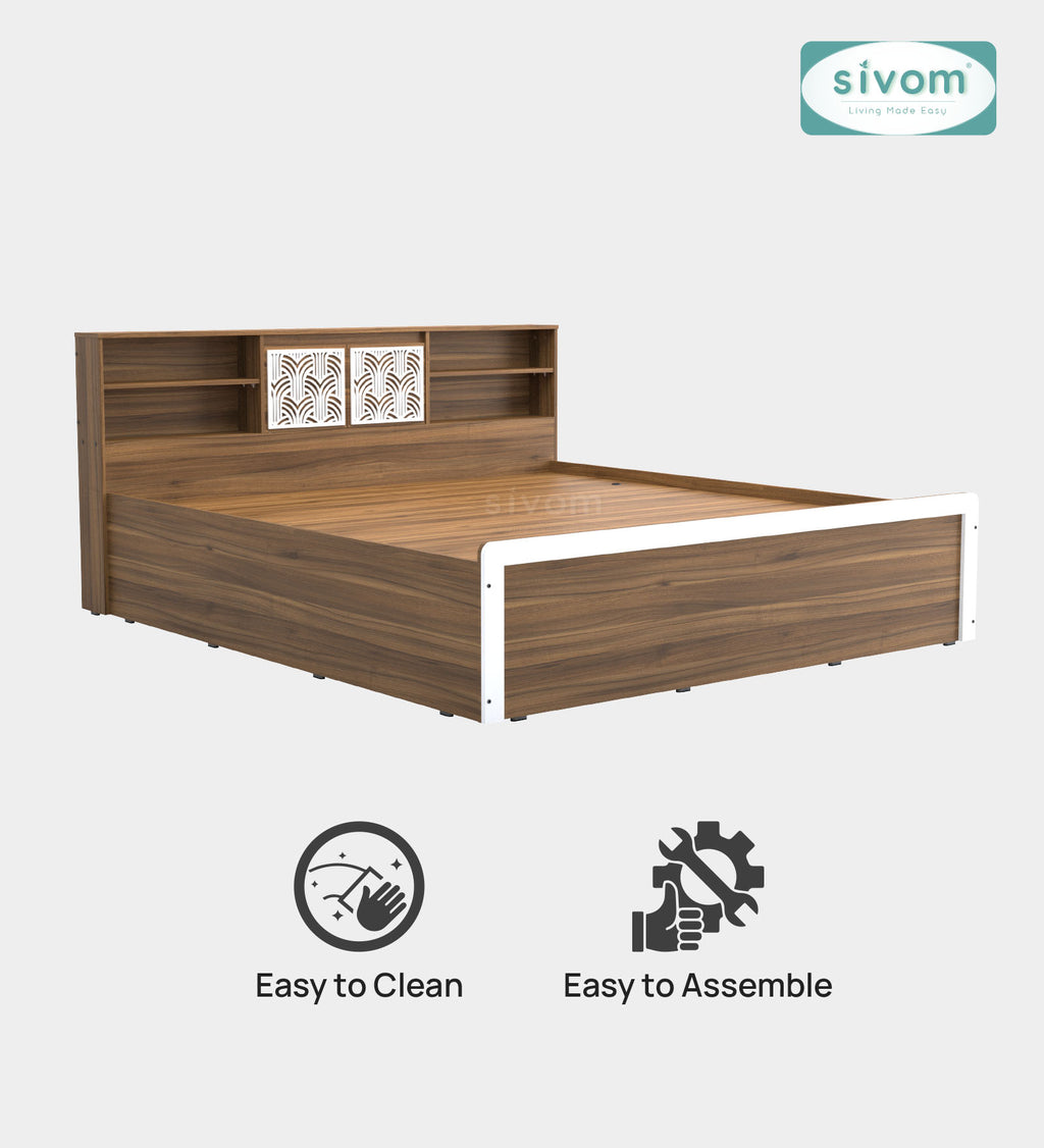 Sivom SIVOM Citrus Box Bed with Storage Engineered Wood King Box Bed for Modern Homes | Elegant Design & Premium Finish