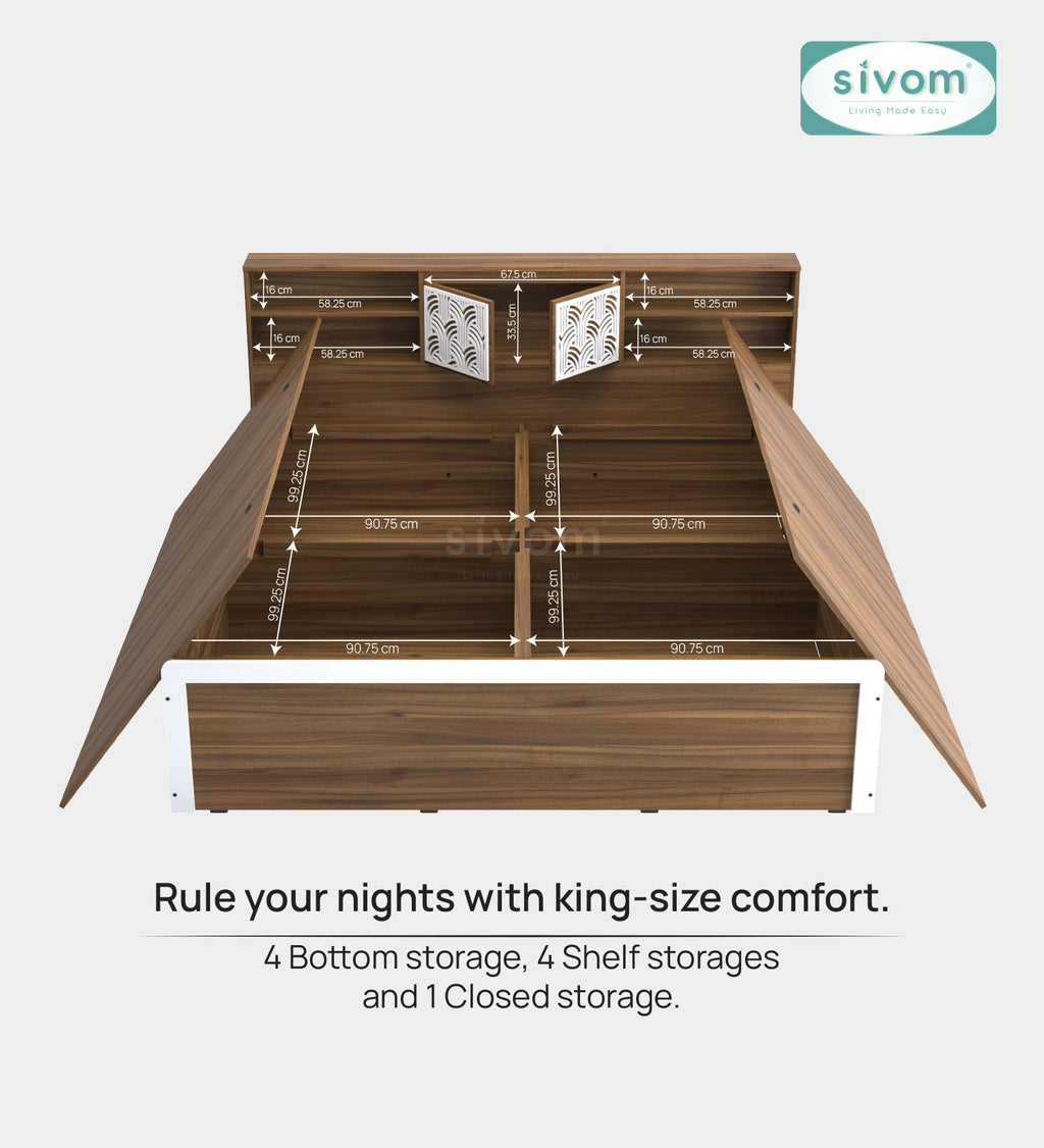 Sivom SIVOM Citrus Box Bed with Storage Engineered Wood King Box Bed for Modern Homes | Elegant Design & Premium Finish