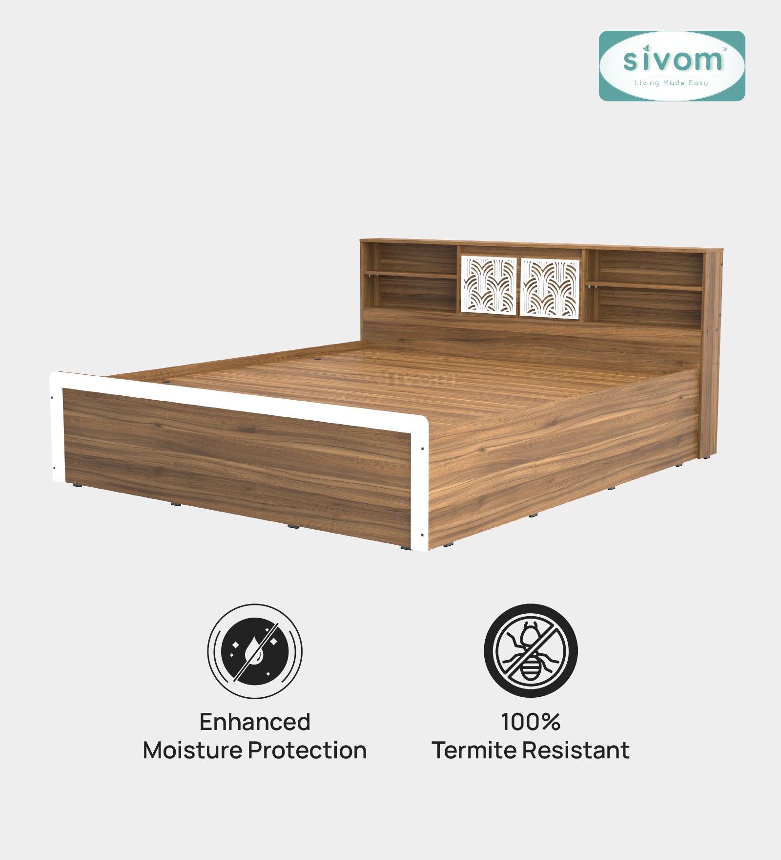 Sivom SIVOM Citrus Box Bed with Storage Engineered Wood King Box Bed for Modern Homes | Elegant Design & Premium Finish