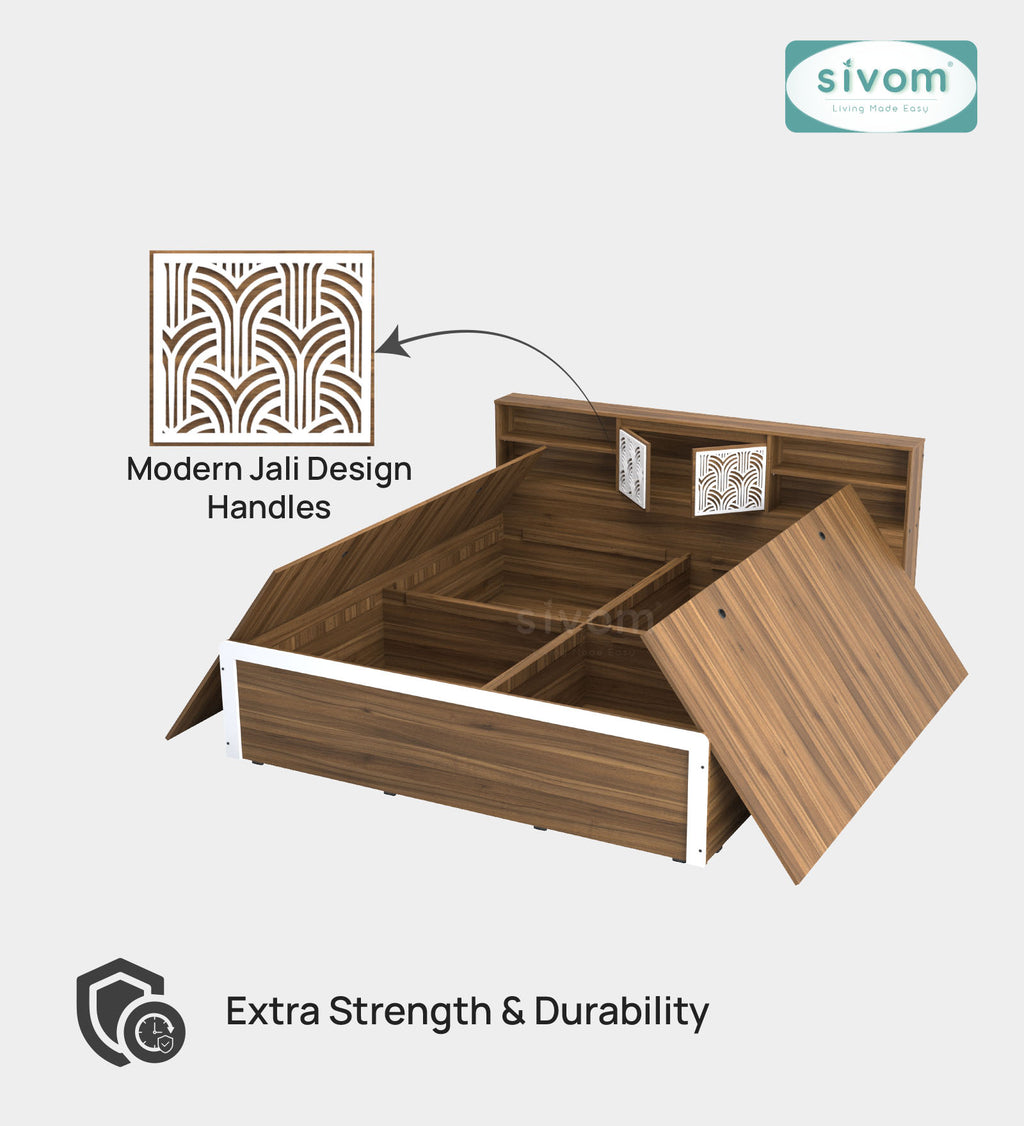 Sivom SIVOM Citrus Box Bed with Storage Engineered Wood King Box Bed for Modern Homes | Elegant Design & Premium Finish