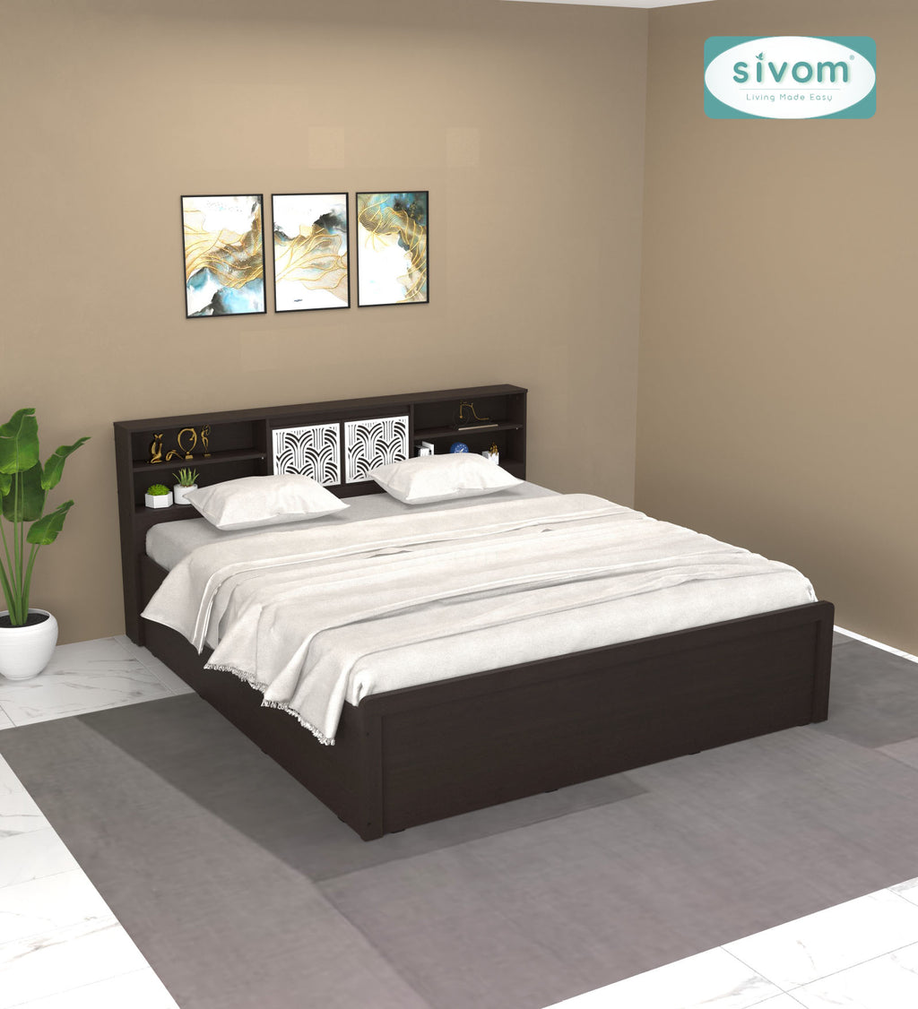Sivom SIVOM Citrus Box Bed with Storage Engineered Wood King Box Bed for Modern Homes | Elegant Design & Premium Finish