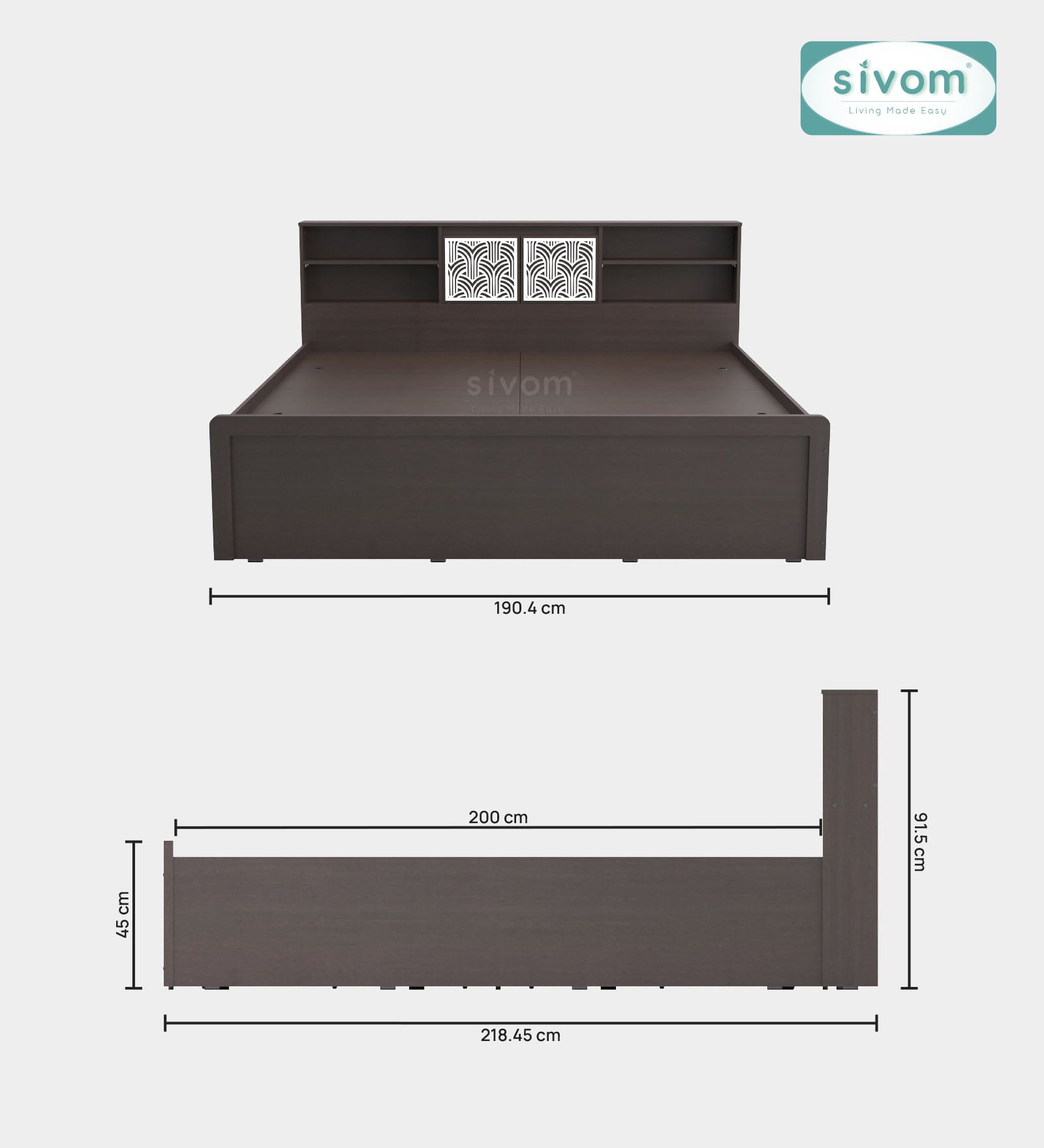 Sivom SIVOM Citrus Box Bed with Storage Engineered Wood King Box Bed for Modern Homes | Elegant Design & Premium Finish